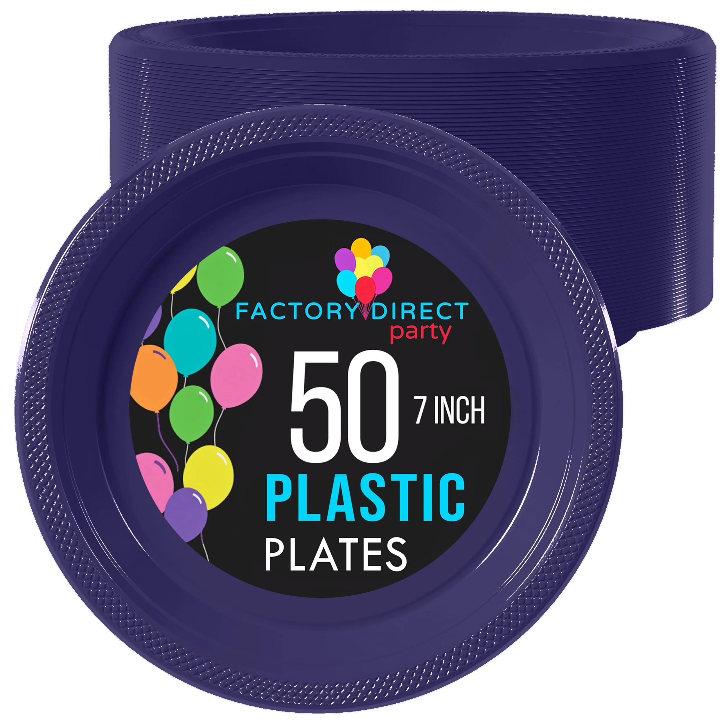 7 In. Navy Plastic Plates | 50 Count