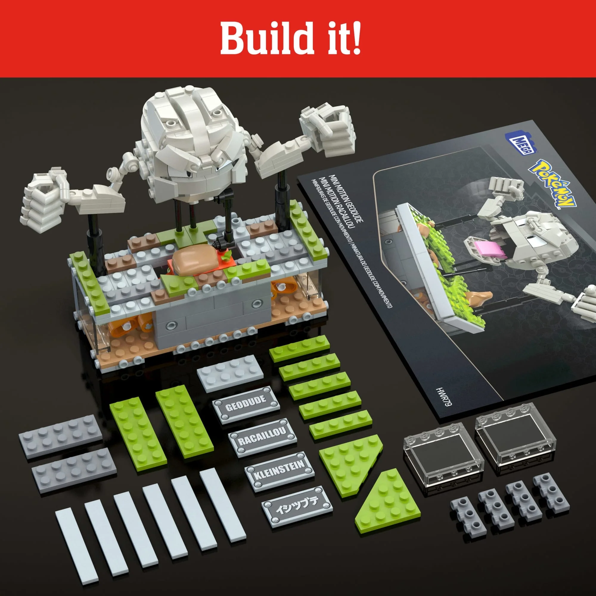 MEGA Pok��mon Mini Motion Geodude Building Kit With Motion (354 Pieces) For Collectors
