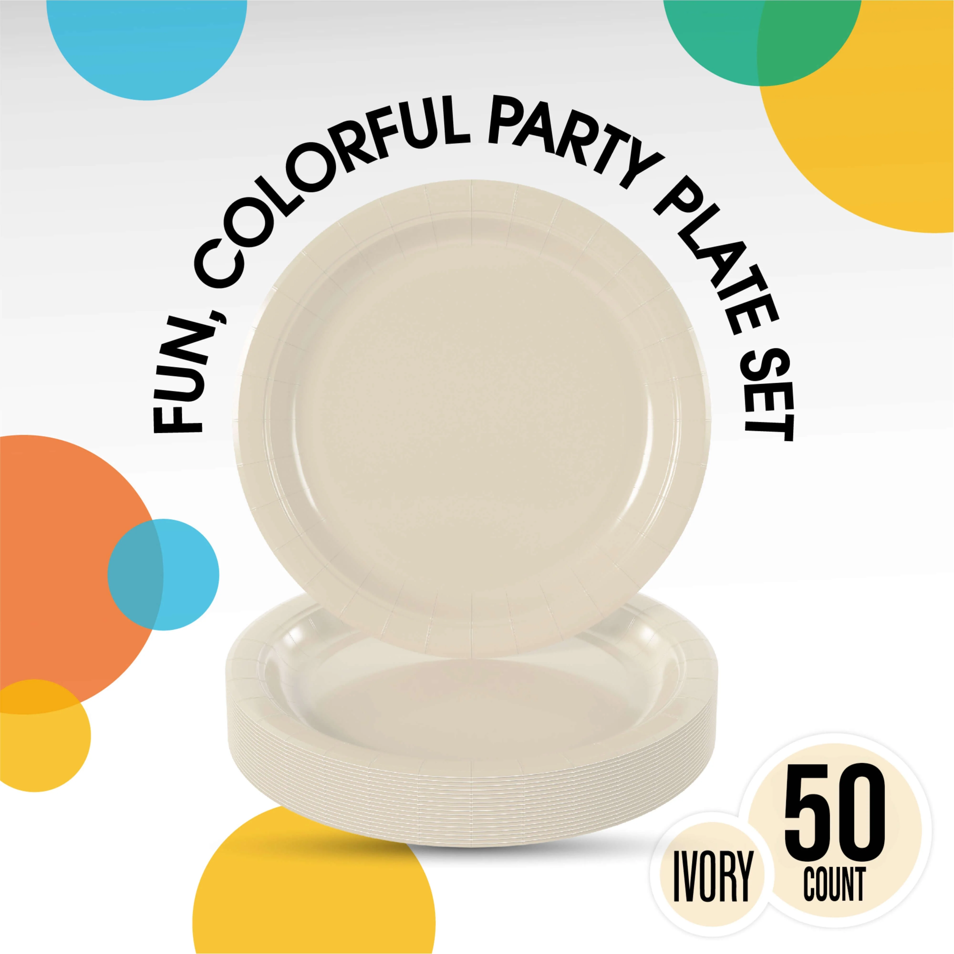 9 In. Ivory Paper Plates - 50 Ct.