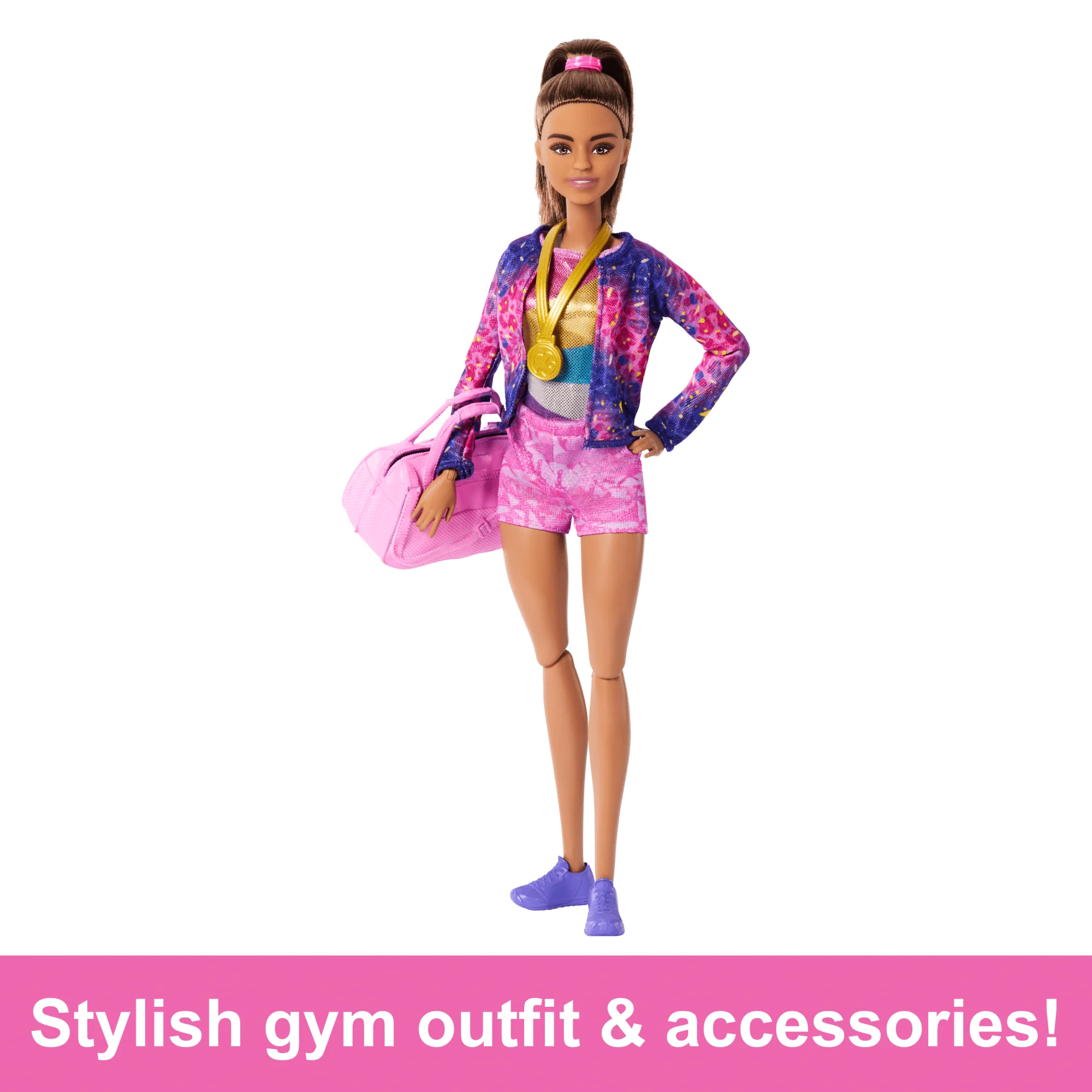 Barbie Gymnastics Playset With Brunette Fashion Doll, Balance Beam, 10+ Accessories & Flip Feature