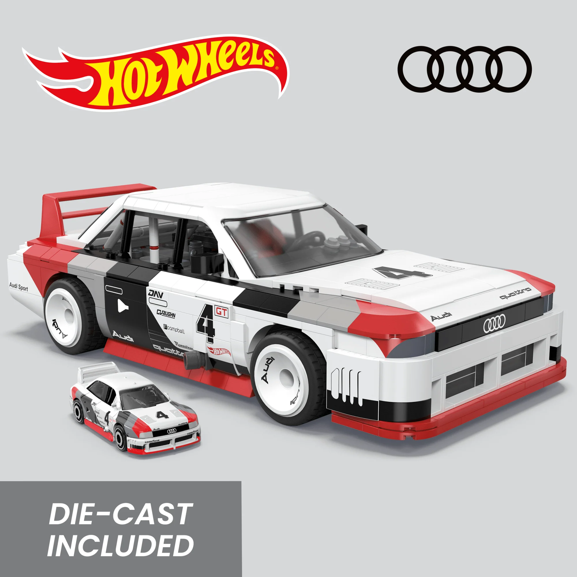 MEGA Hot Wheels Audi 90 Quattro Imsa GTO Building Toy Kit (973 Pieces) For Collectors