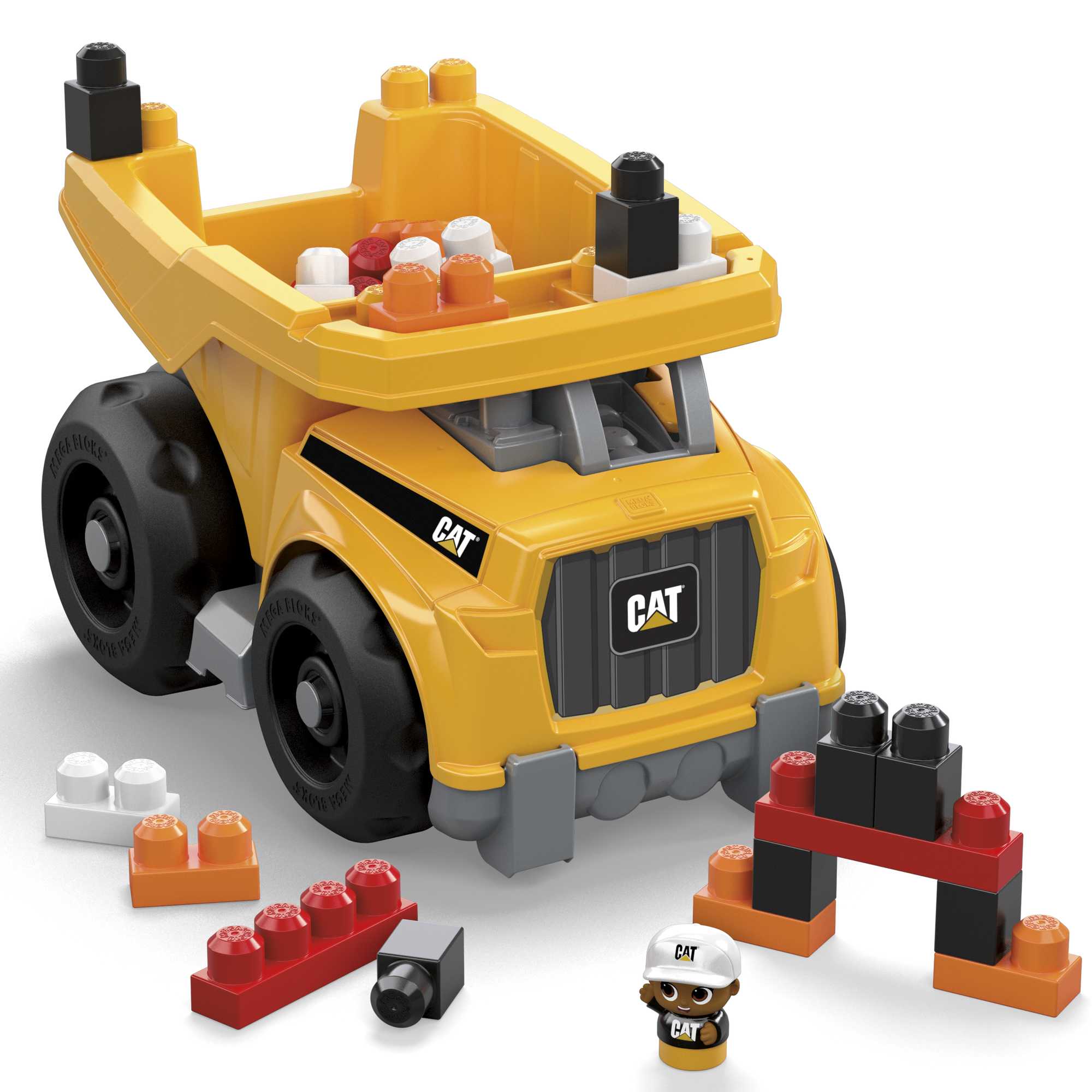 MEGA BLOKS Fisher-Price Building Toy Blocks Cat Large Dump Truck (25 Pieces) For Toddler