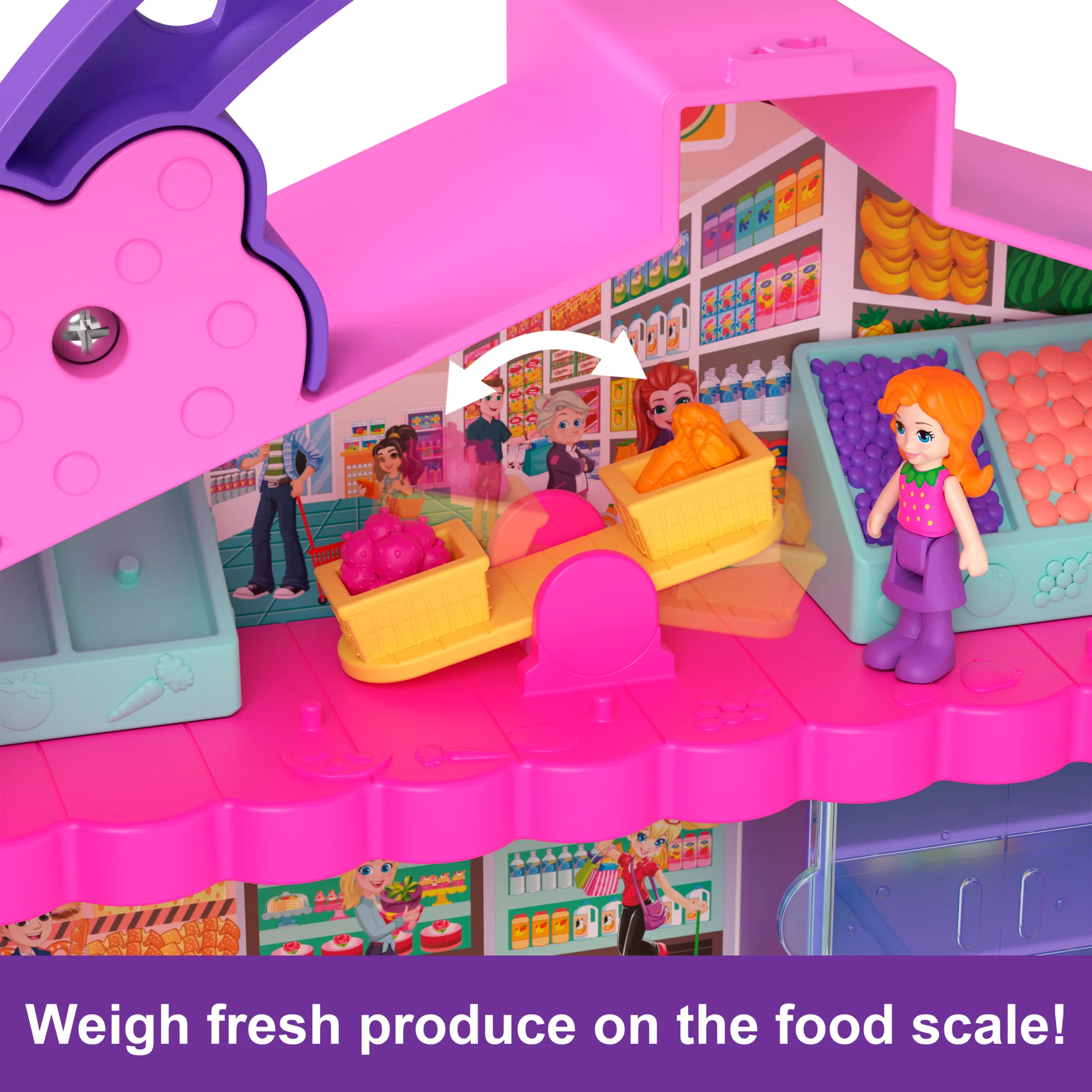 Polly Pocket Dolls & Playset, Food Toy With Micro Dolls And Accessories, Pollyville Fresh Market