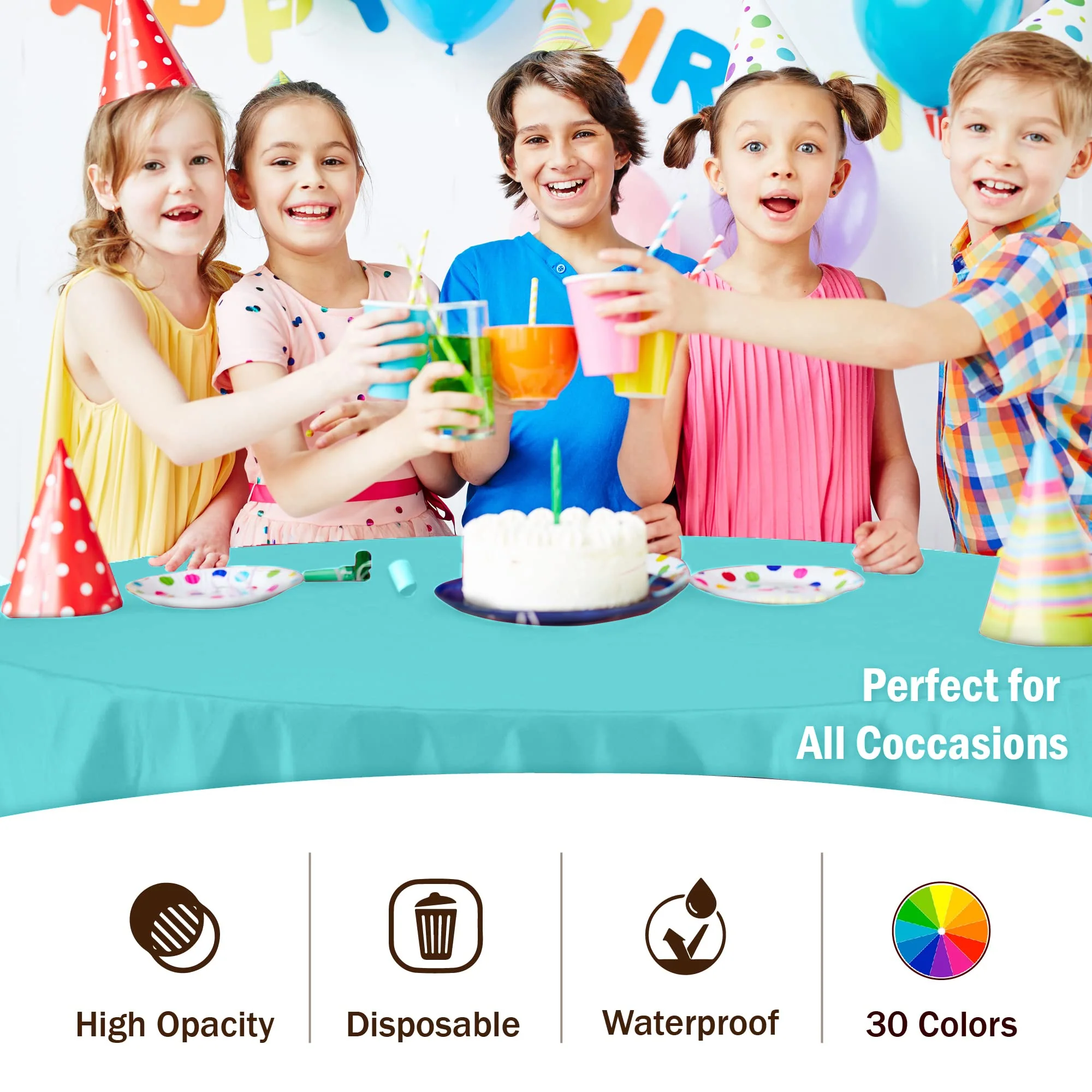 Round Aqua Blue Table Cover