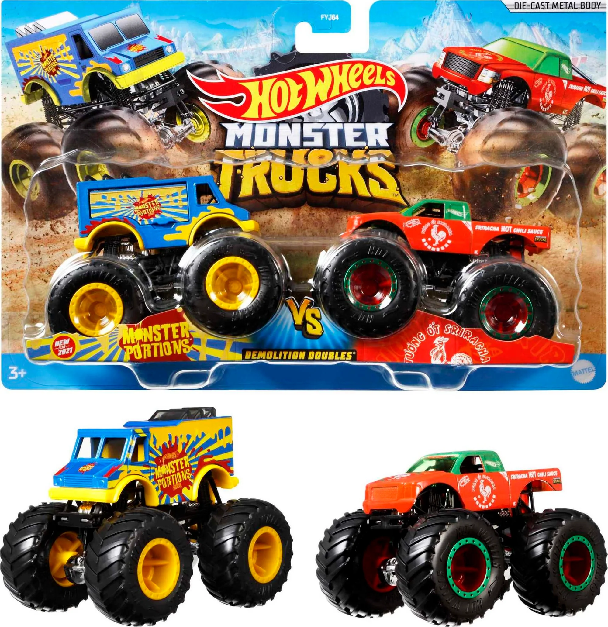 Hot Wheels Monster Trucks demolition Doubles Assortiment de Camions �� L����chelle 1:64