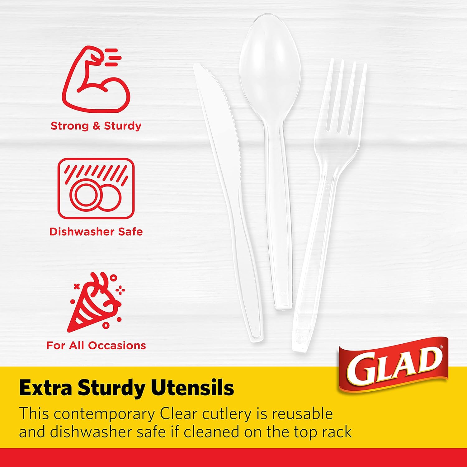 Glad, 240 Count (Pack of 1), Clear Assorted Cutlery