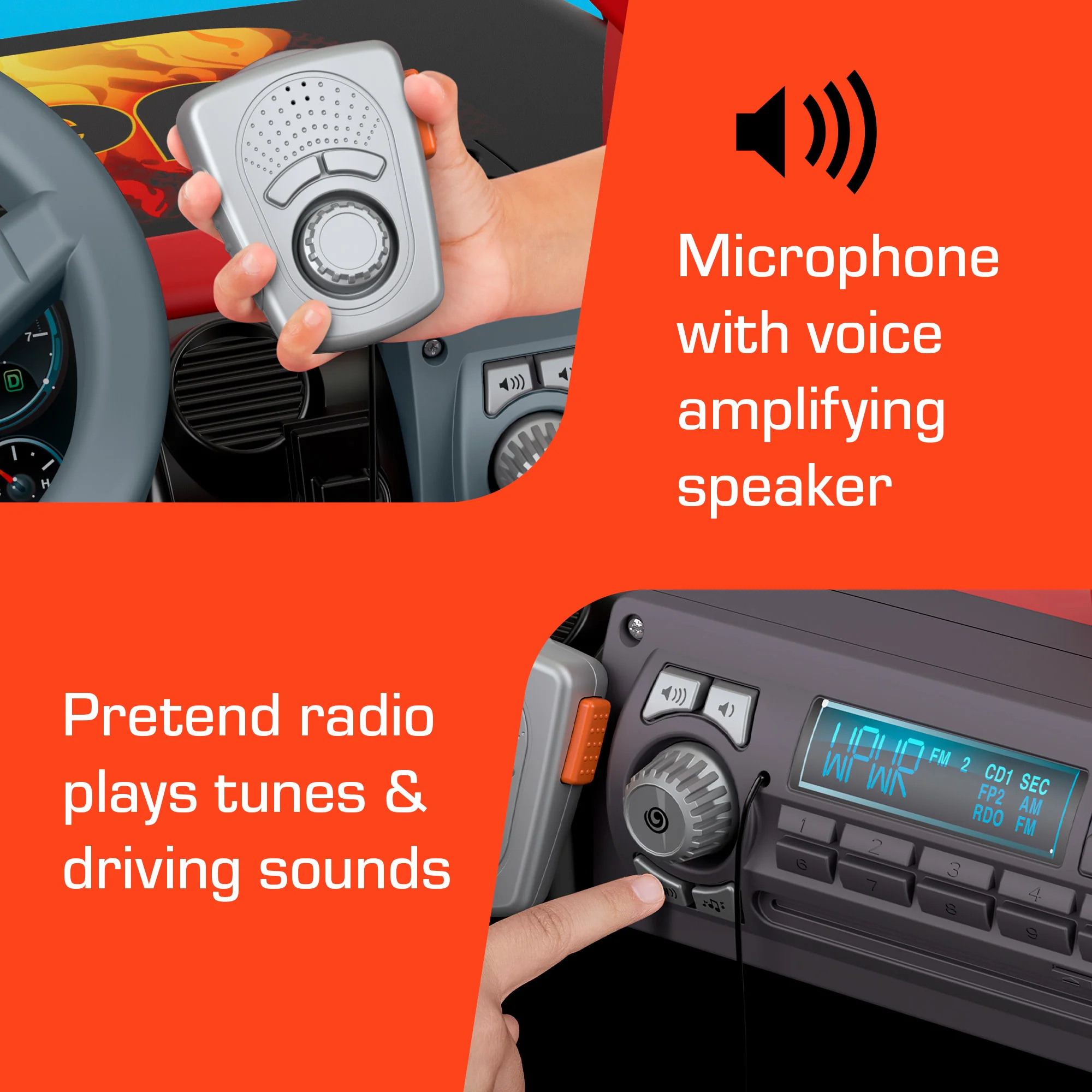 Power Wheels Tough Talking Jeep Wrangler Ride-On Toy With Sounds, Preschool Toy, Black & Red