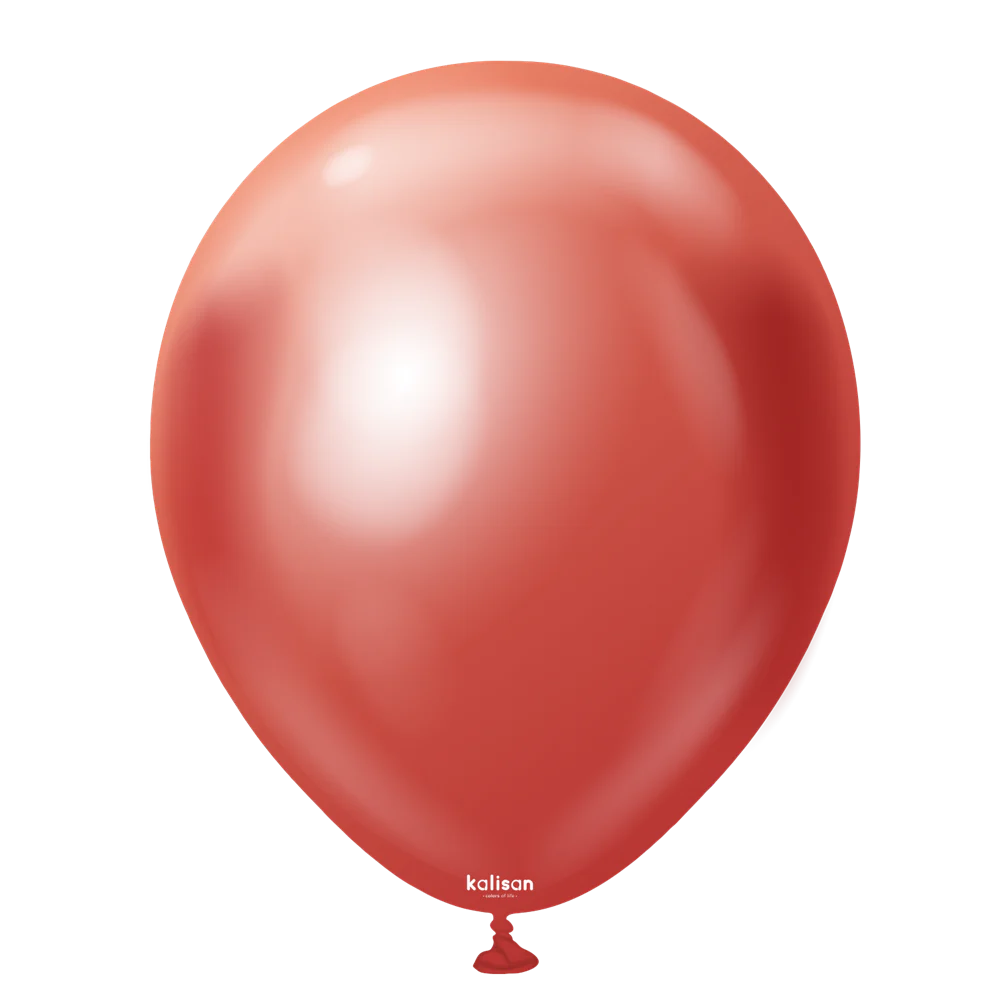 18 inch Kalisan Mirror Red Latex Balloons 25ct