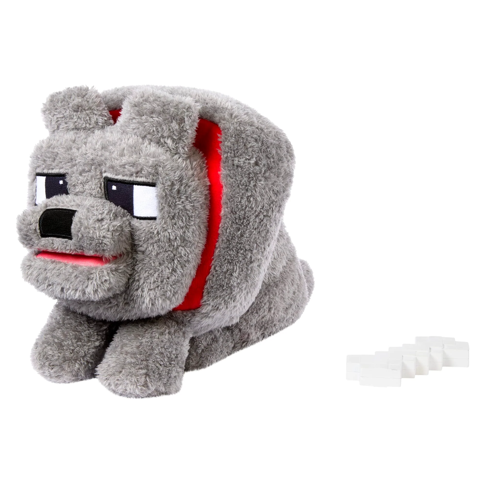 Minecraft Food Mode Dennis Plush Interactive Toy With Sounds & Bone Accessory, Inspired By The Movie
