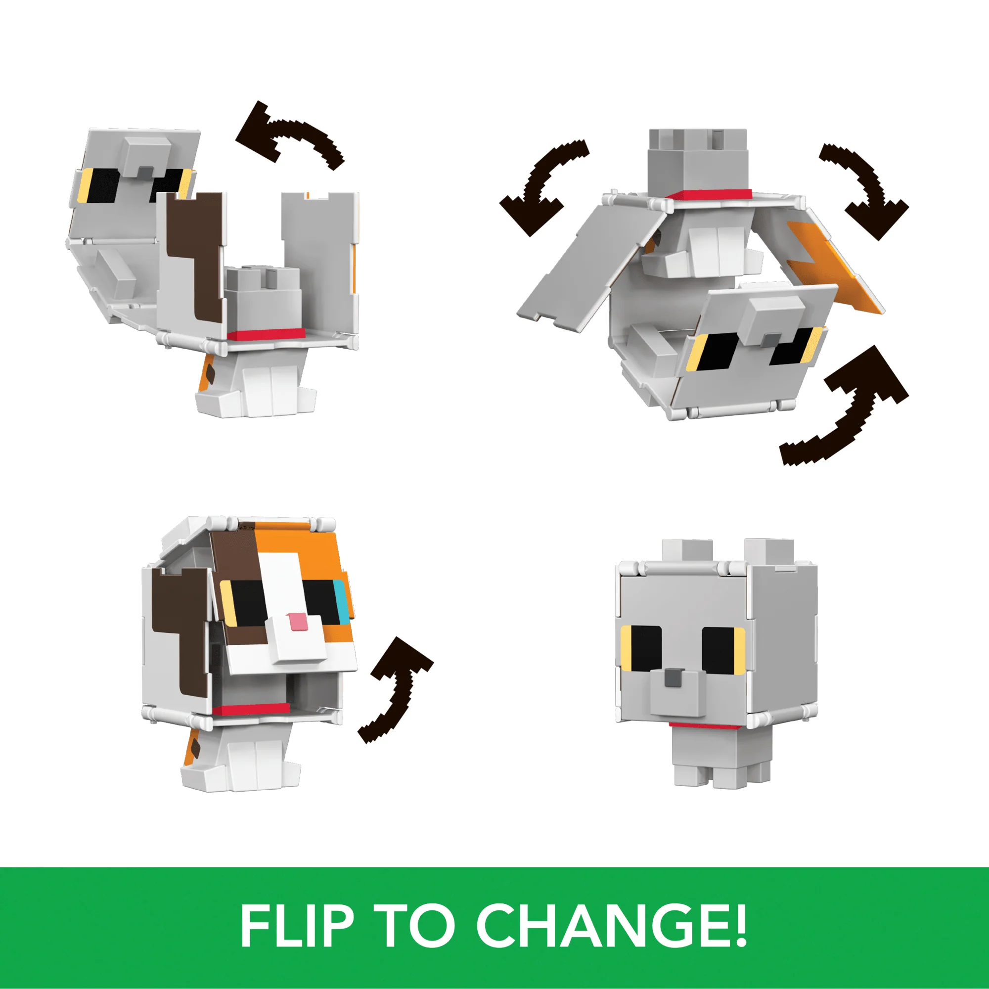 Minecraft Flippin�� Figs Figures Collection, 2-in-1 Fidget Play, 3.75-in Scale & Pixelated Design (Characters May Vary)