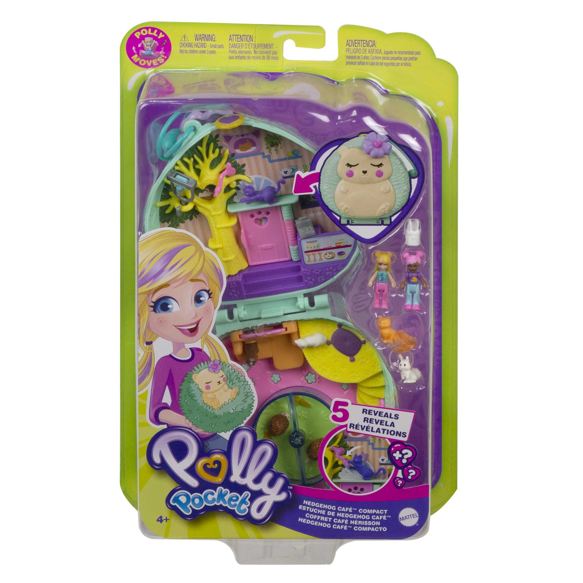 Polly Pocket Hedgehog Cafe Compact, 2 Micro Dolls, 2 Animal Figures