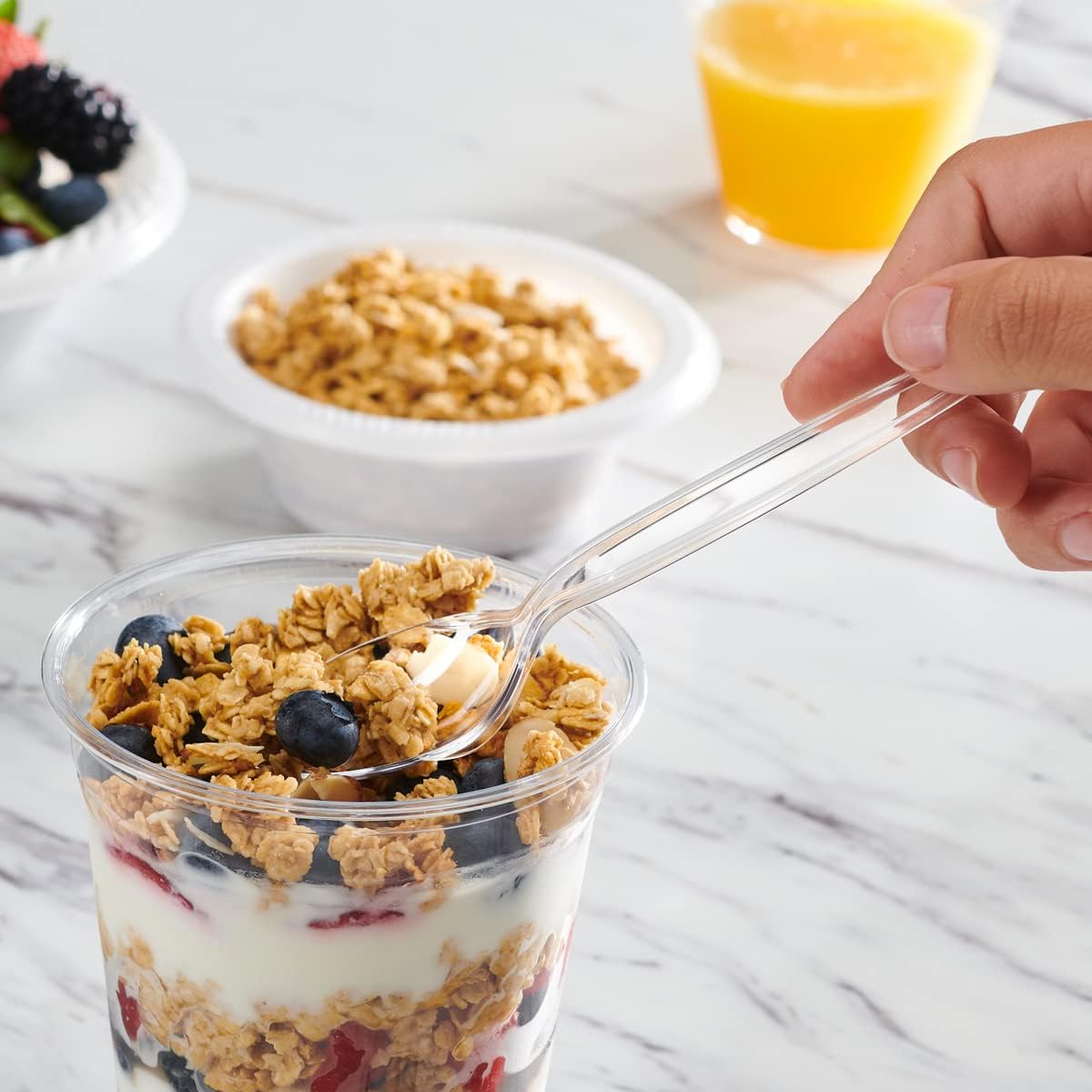 Comfy Package [100 Pack] Heavy Duty Disposable Clear Plastic Forks - Basic Cutlery for Parties, Events, and Everyday Use