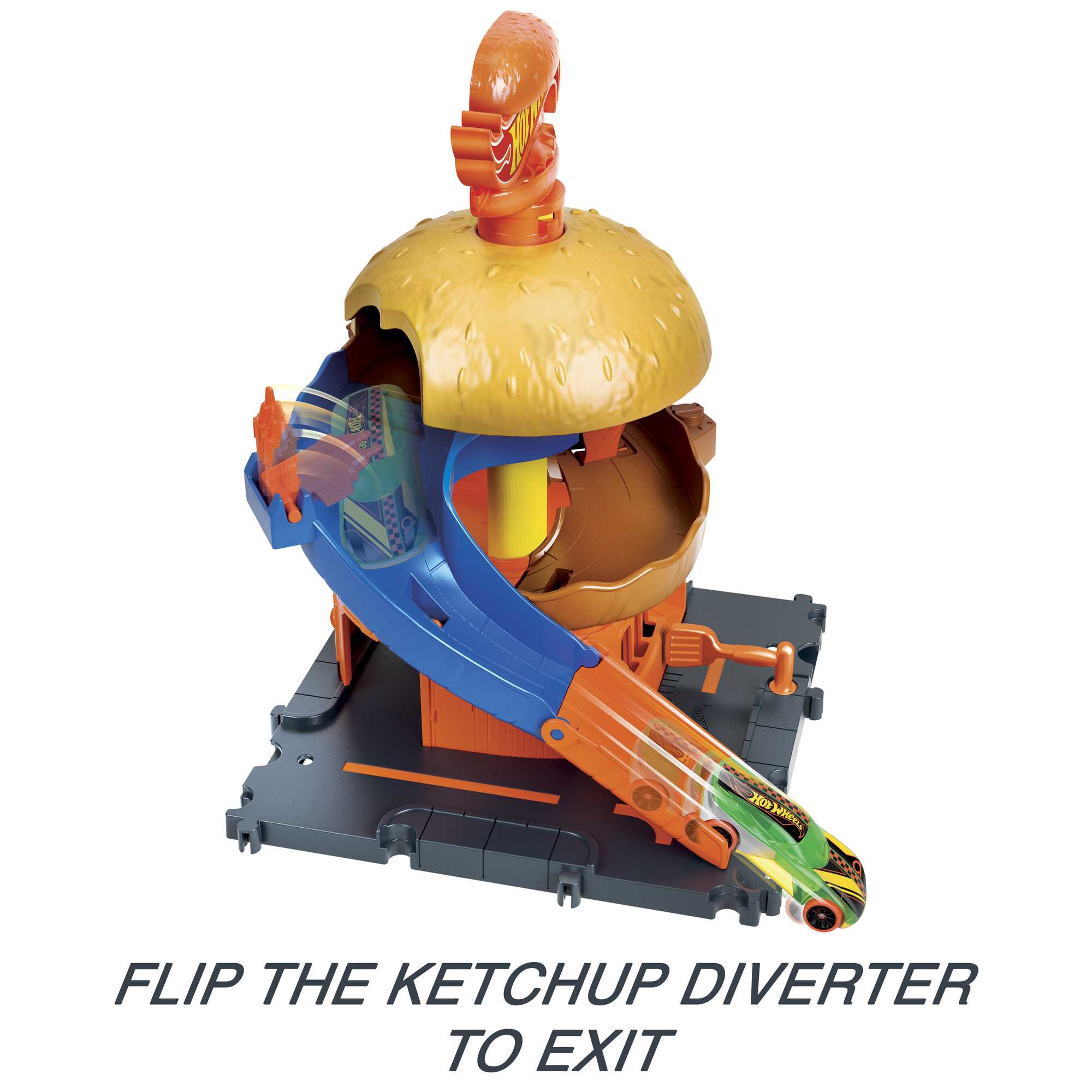 Hot Wheels? Let's Race Netflix - City Burger Drive-Thru Playset, With 1 Toy Car