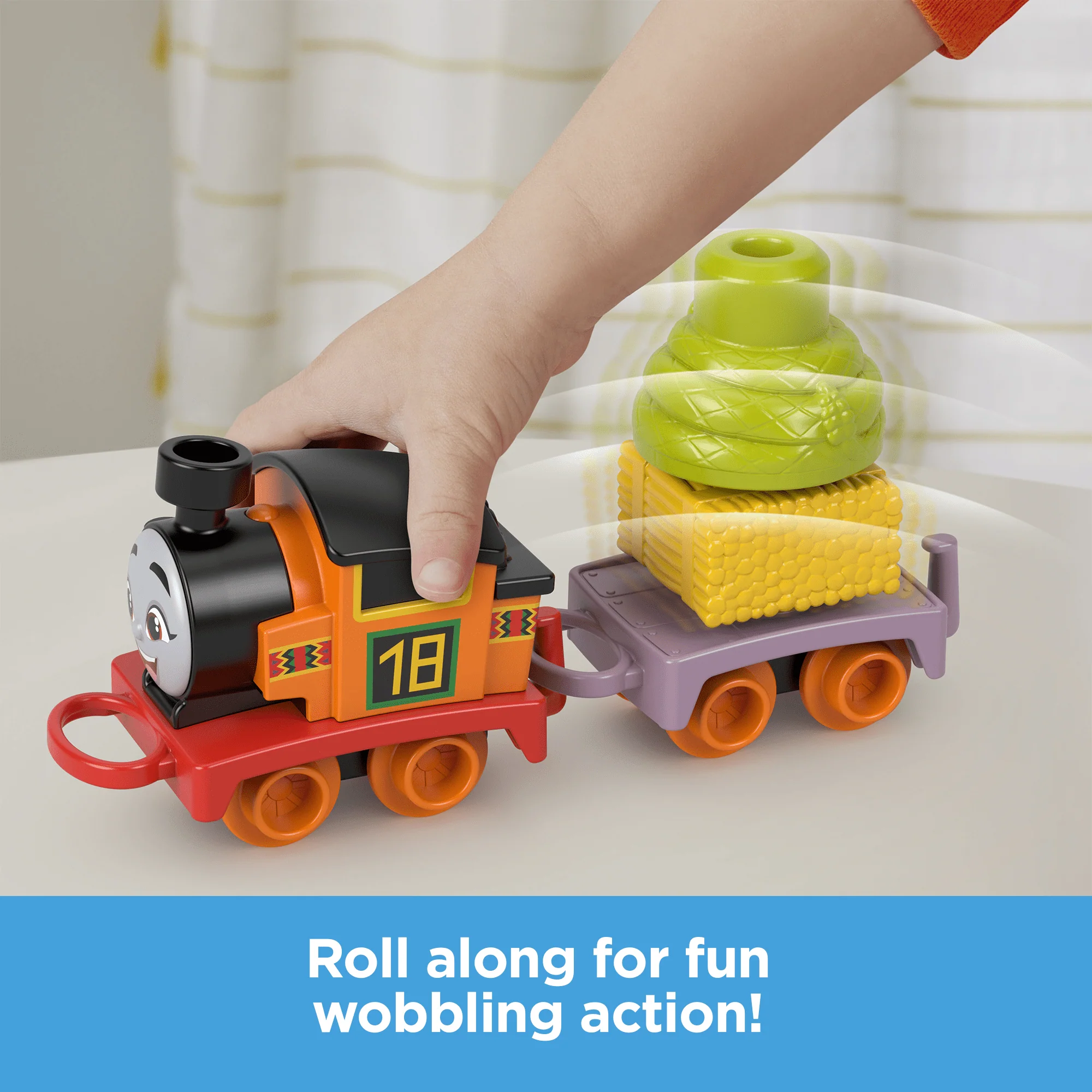 Thomas & Friends My First Nia Push-Along Toy Train With Stacking Cargo For Toddlers