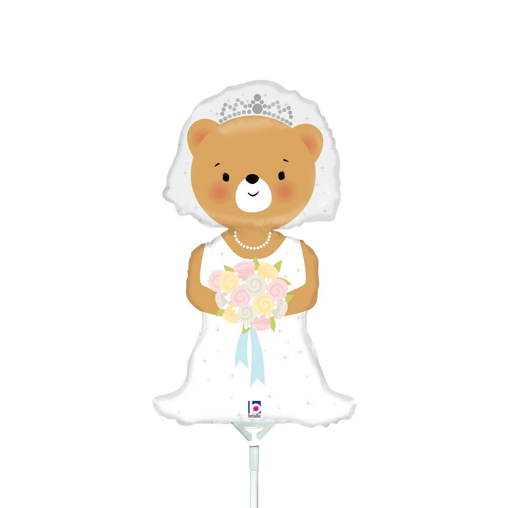 Betallic Bride Bear 14 inch Mini Air Shaped Foil Balloon 1ct