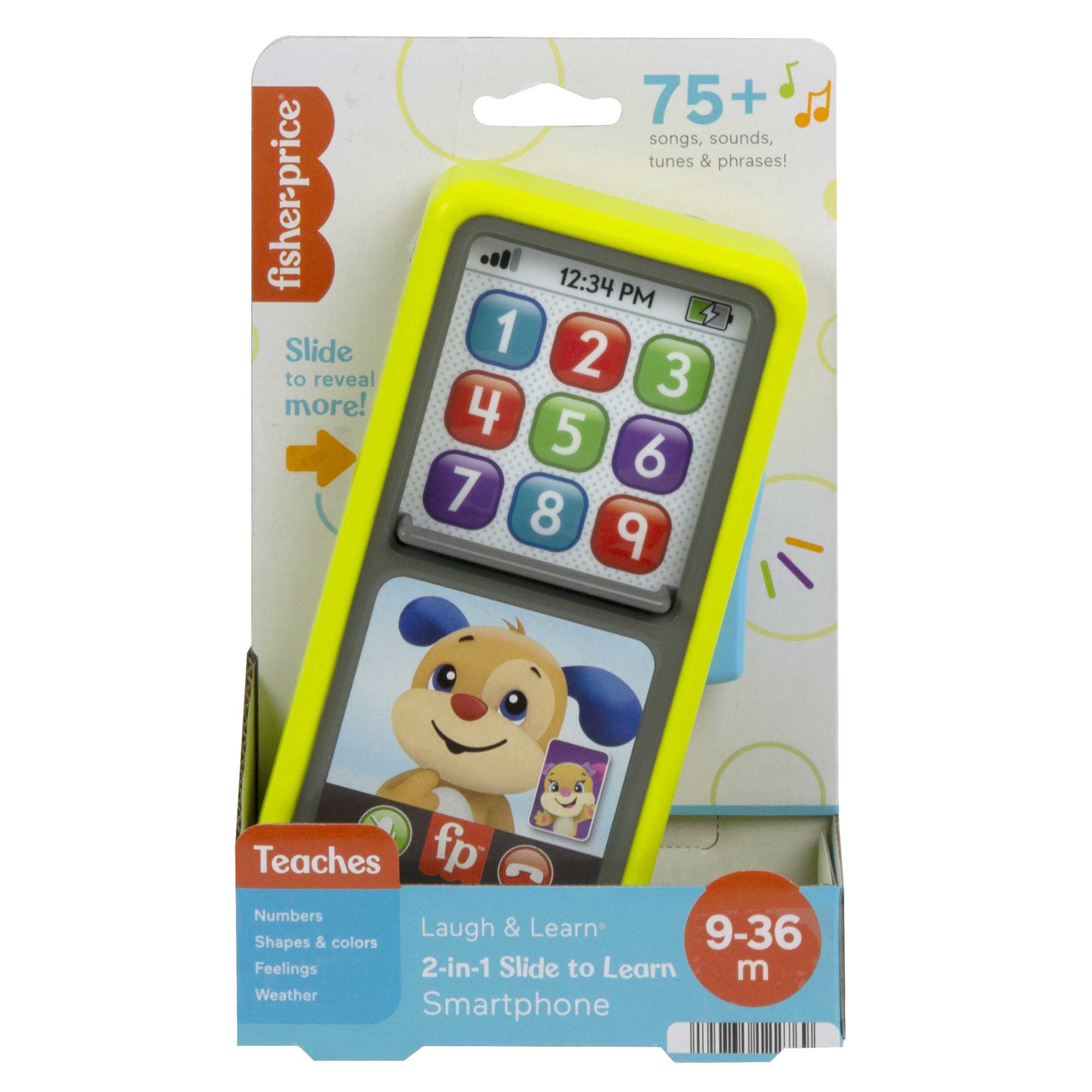 Fisher-Price Laugh & Learn Musical Toy Phone, 2-in-1 Slide To Learn Smartphone For Baby To Toddler - English & French Version