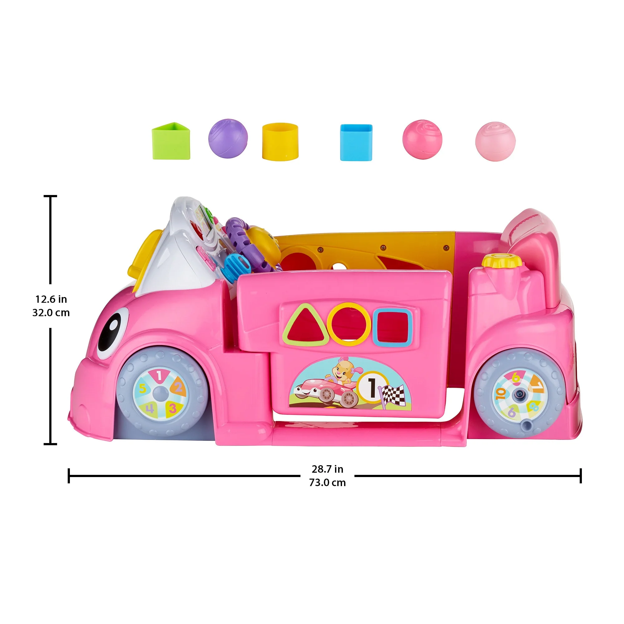 Fisher-Price Laugh & Learn Crawl Around Car, Electronic Learning Toy Activity Center For Baby, Pink