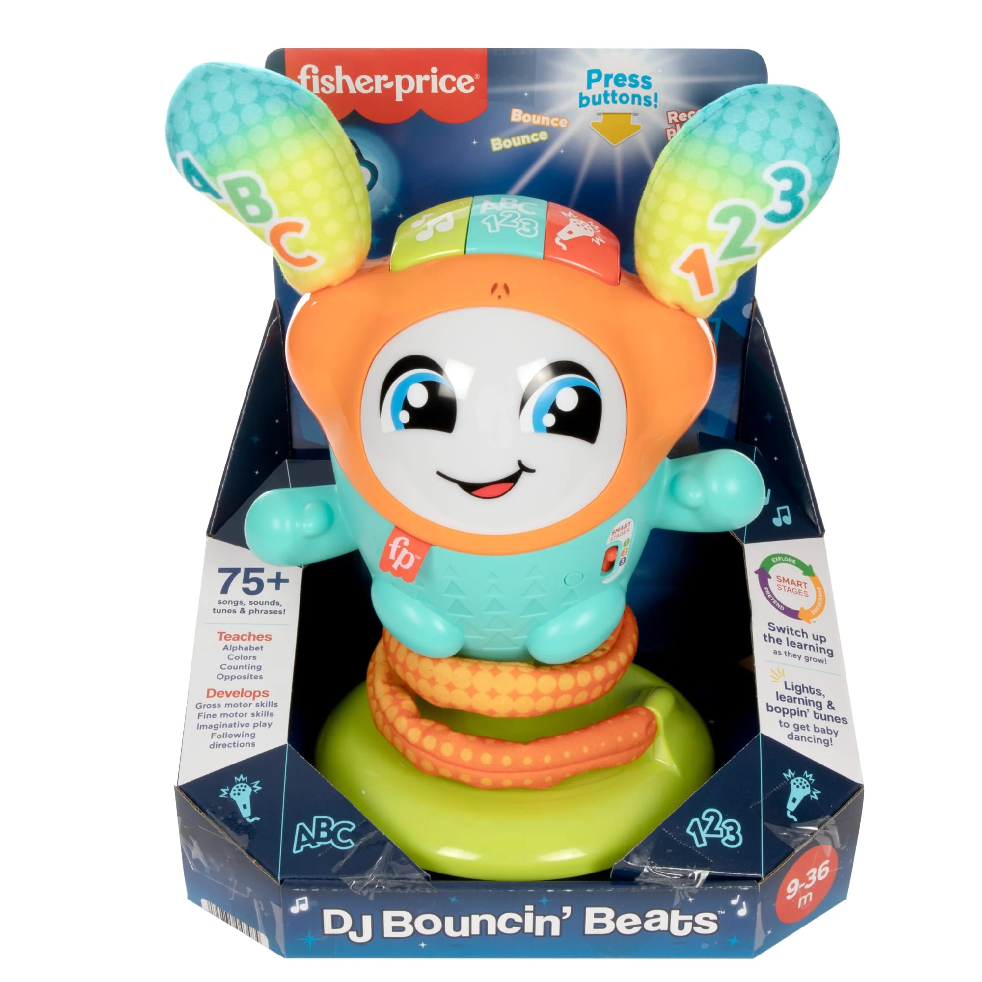 Fisher-Price DJ Bouncin�� Beats Electronic Baby & Toddler Learning Toy With Bouncing Action
