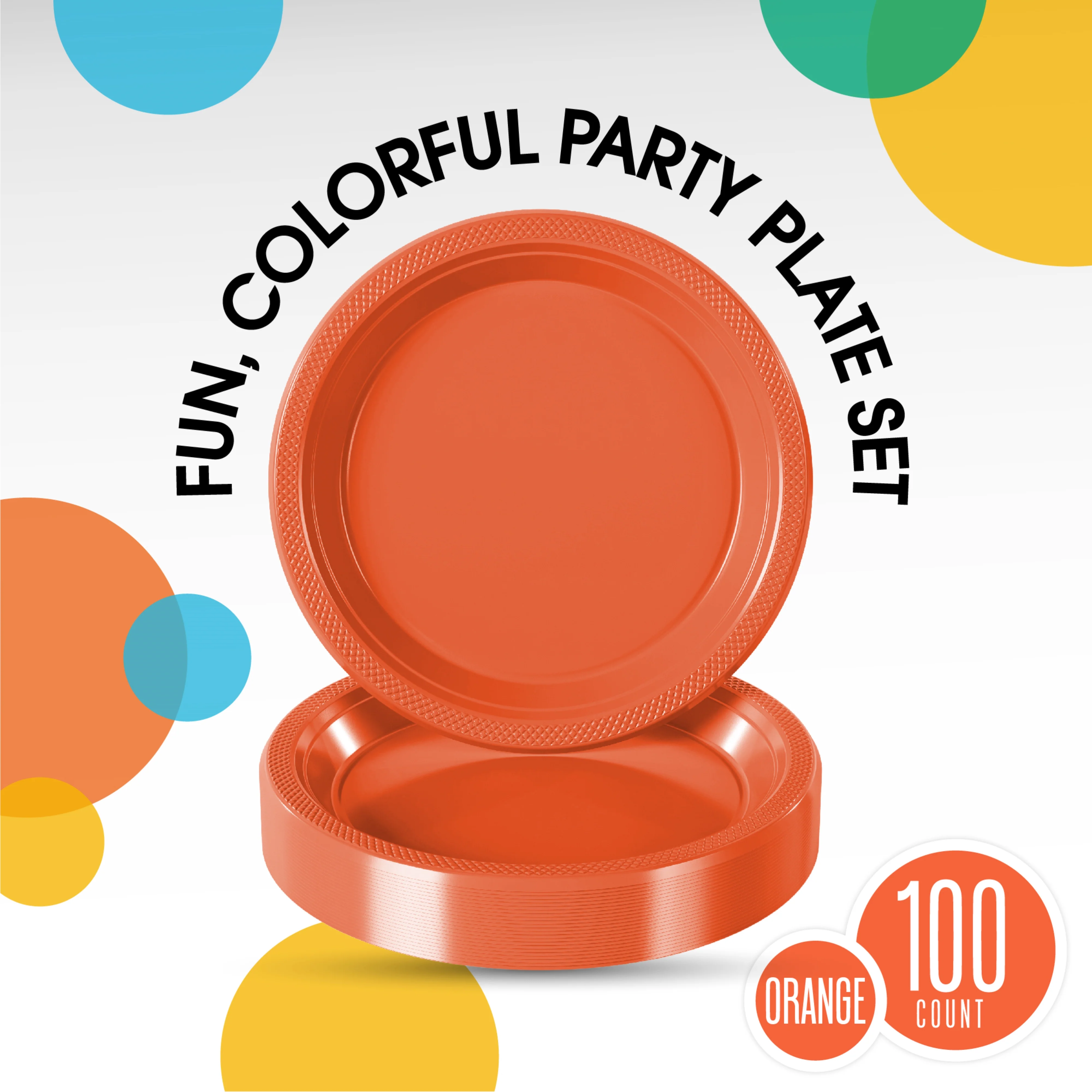 10 In. Orange Plastic Plates | 100 Count