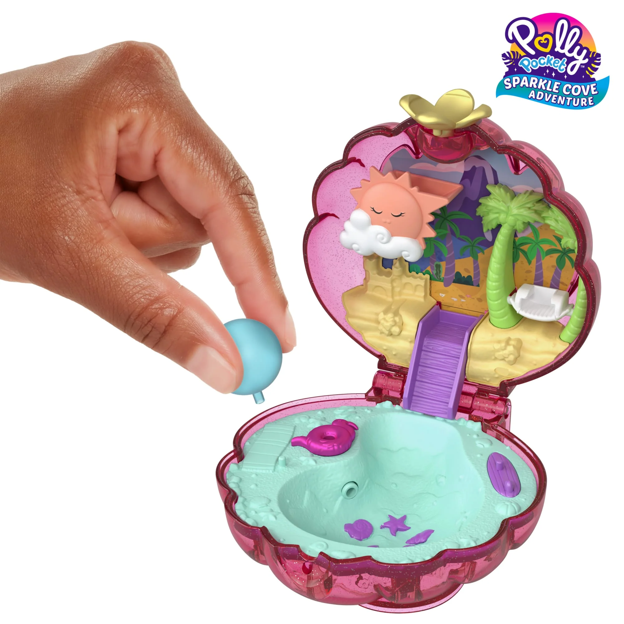 Polly Pocket Sparkle Cove Adventure Beach Compact Playset With Micro Doll, Accessories & Surprise