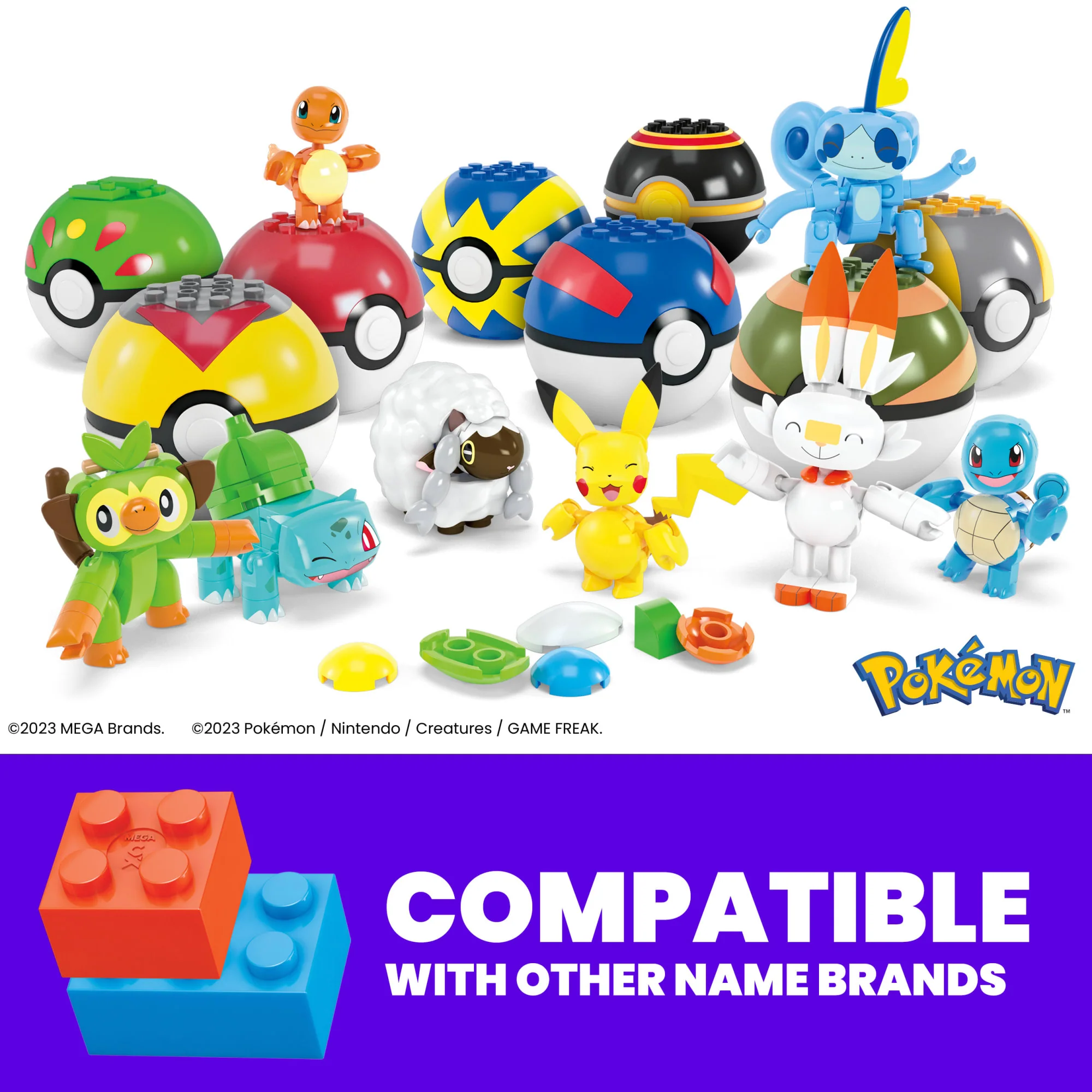 MEGA Pok��mon Building Toy Kit With 8 Action Figures And Pok�� Balls (191 Pieces) For Kids