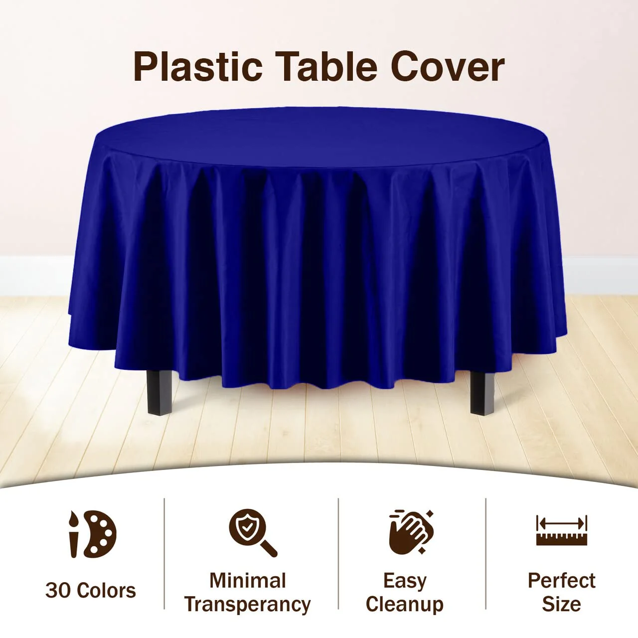 Navy Blue Round Plastic Table Cover