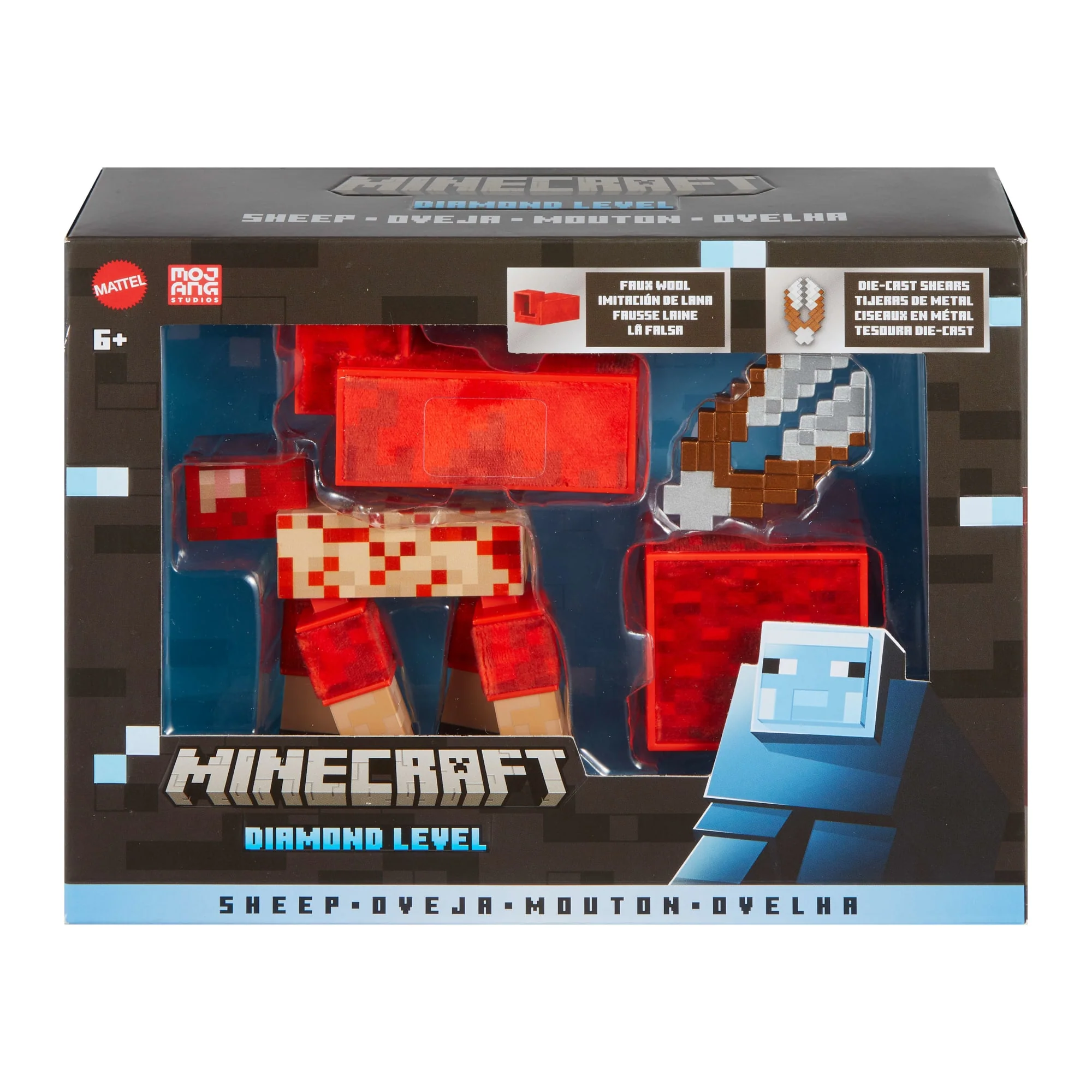 Minecraft Diamond Level Sheep Action Figure & 3 Accessories, 5.5-Inch Collector Scale