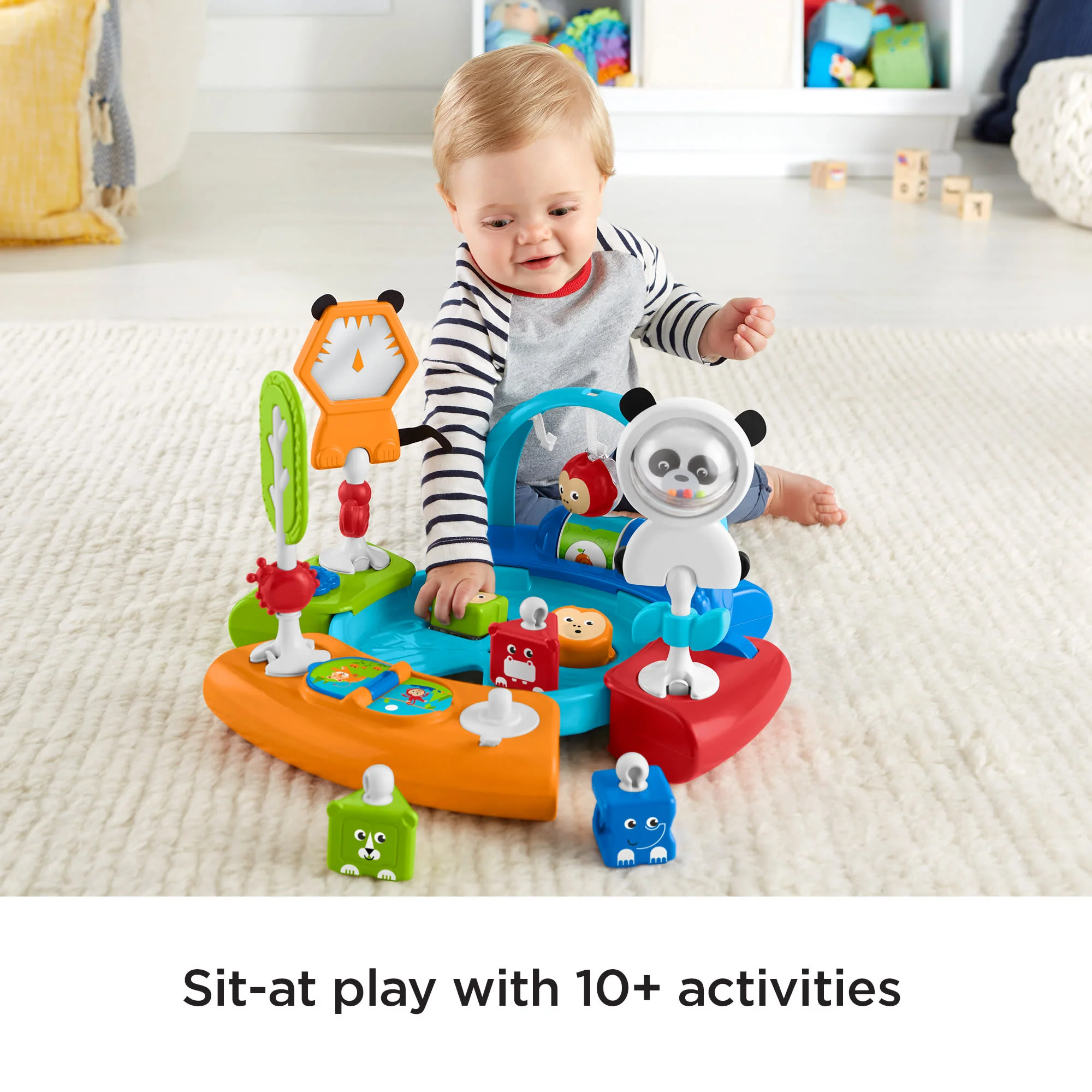 Fisher-Price 3-In-1 Spin & Sort Infant Activity Center And Toddler Play Table, Retro Roar