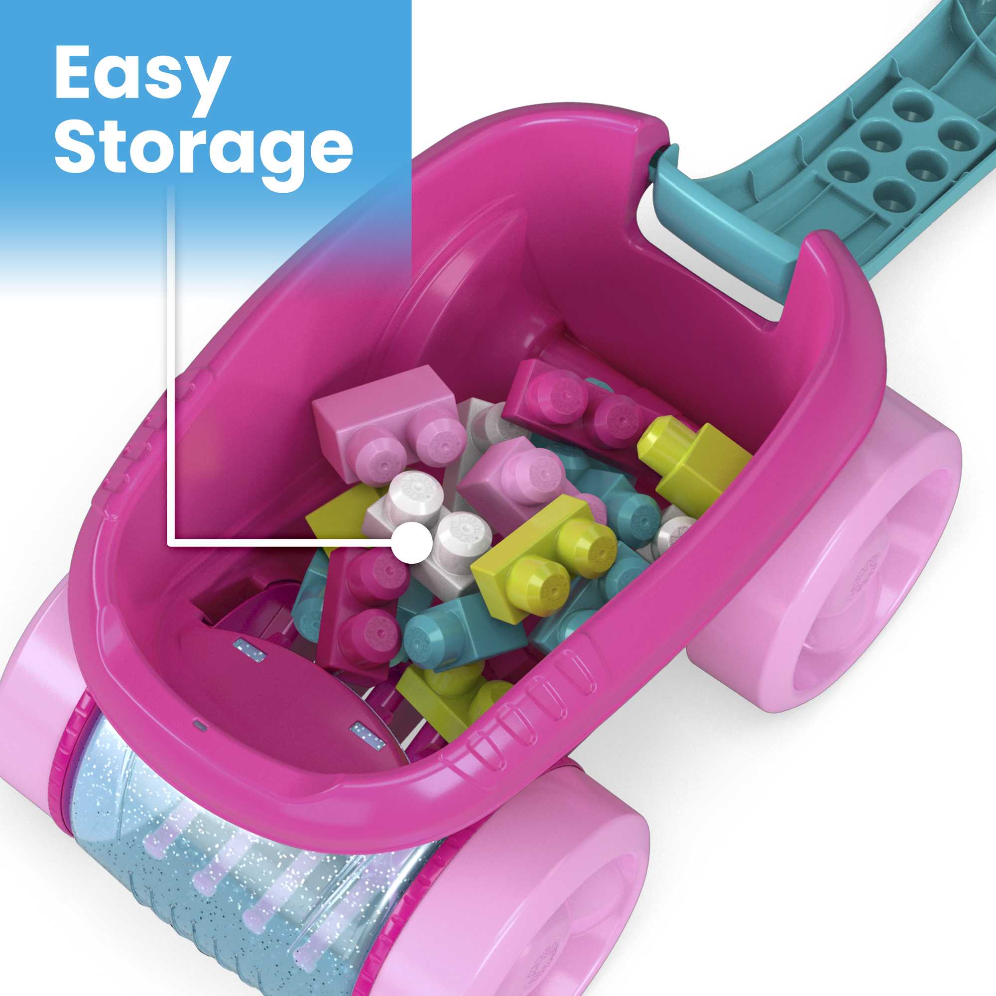 MEGA BLOKS Fisher Price Pink Block Scooping Wagon Building Toy (21 Pieces) For Toddler