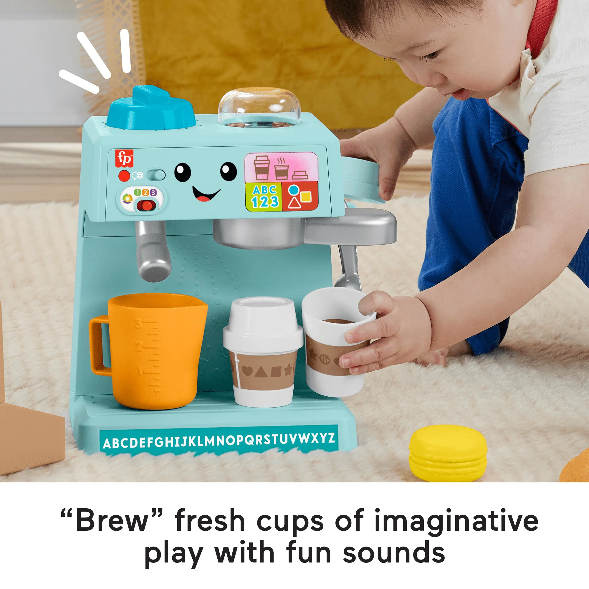 Fisher-Price Laugh & Learn Learn & Serve Coffee Caf�� Toddler Electronic Toy, 10 Play Pieces, Multilanguage Version