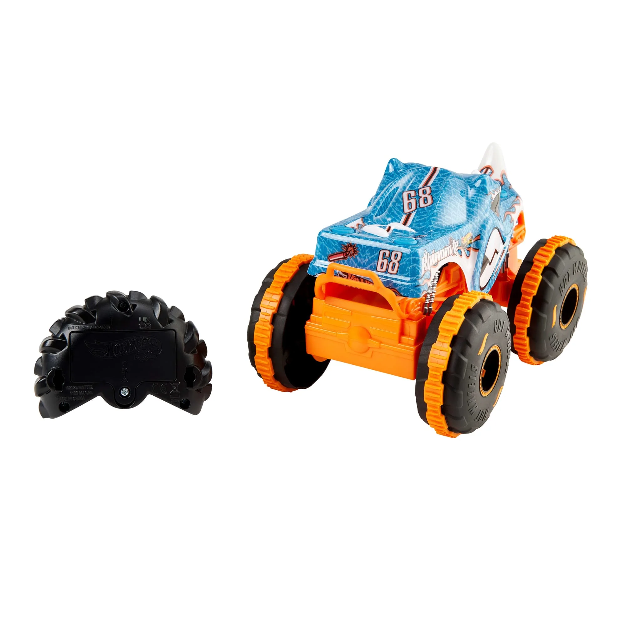Hot Wheel RC Monster Trucks Rhinomite in 1:24 Scale, Battery-Powered Remote-Control Toy Truck