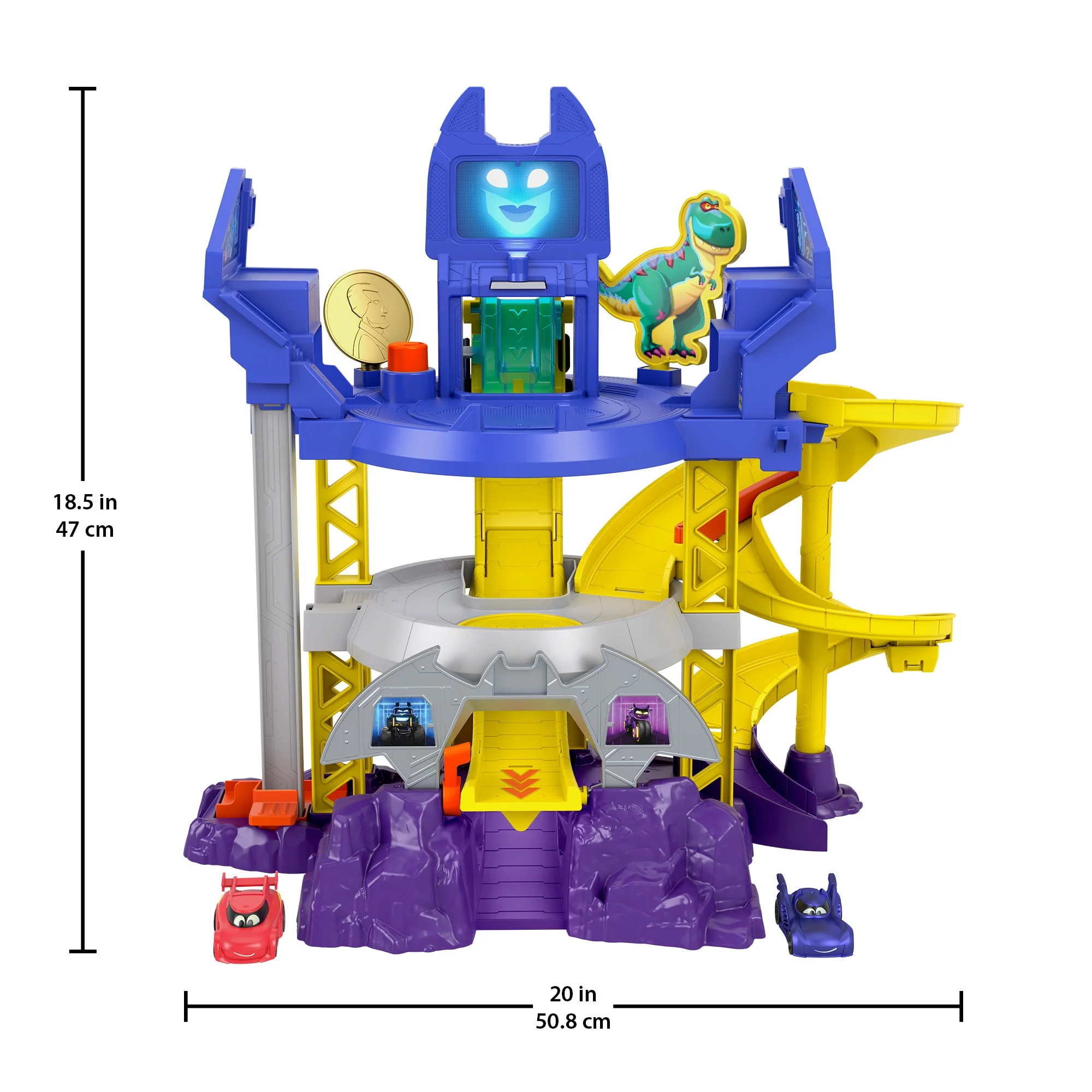 Fisher-Price DC Batwheels Race Track Playset, Launch & Race Batcave With Lights Sounds & 2 Toy Cars