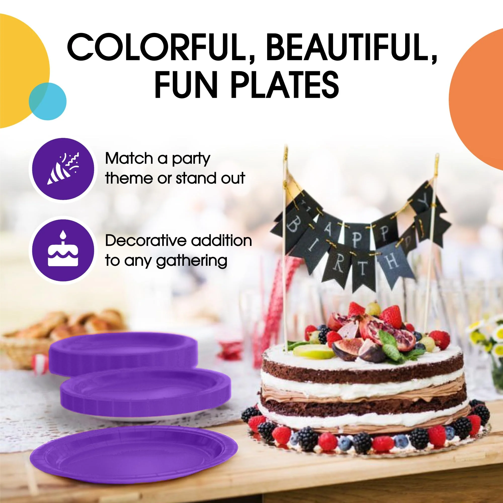 9 In. Purple Paper Plates | 100 Count