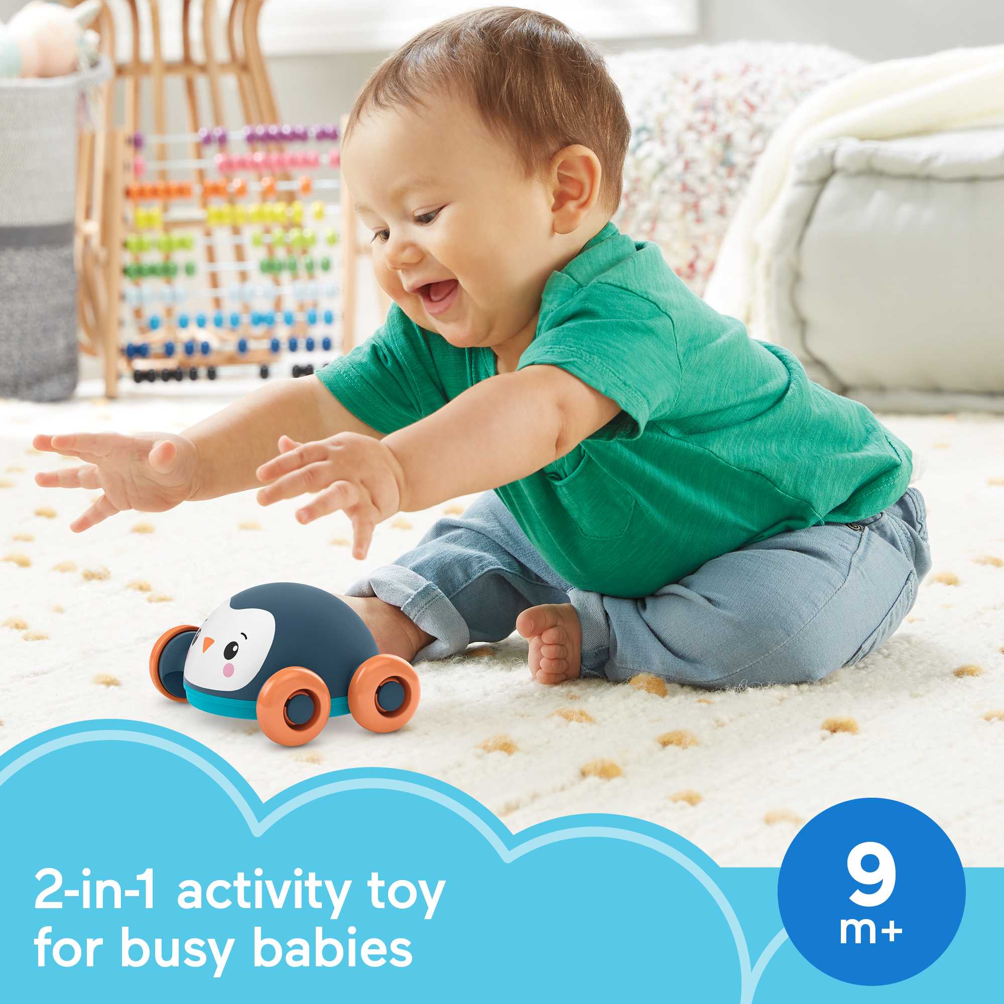 Fisher-Price Roll Pop & Zoom Friends Baby Crawling Toy Collection, Characters May Vary