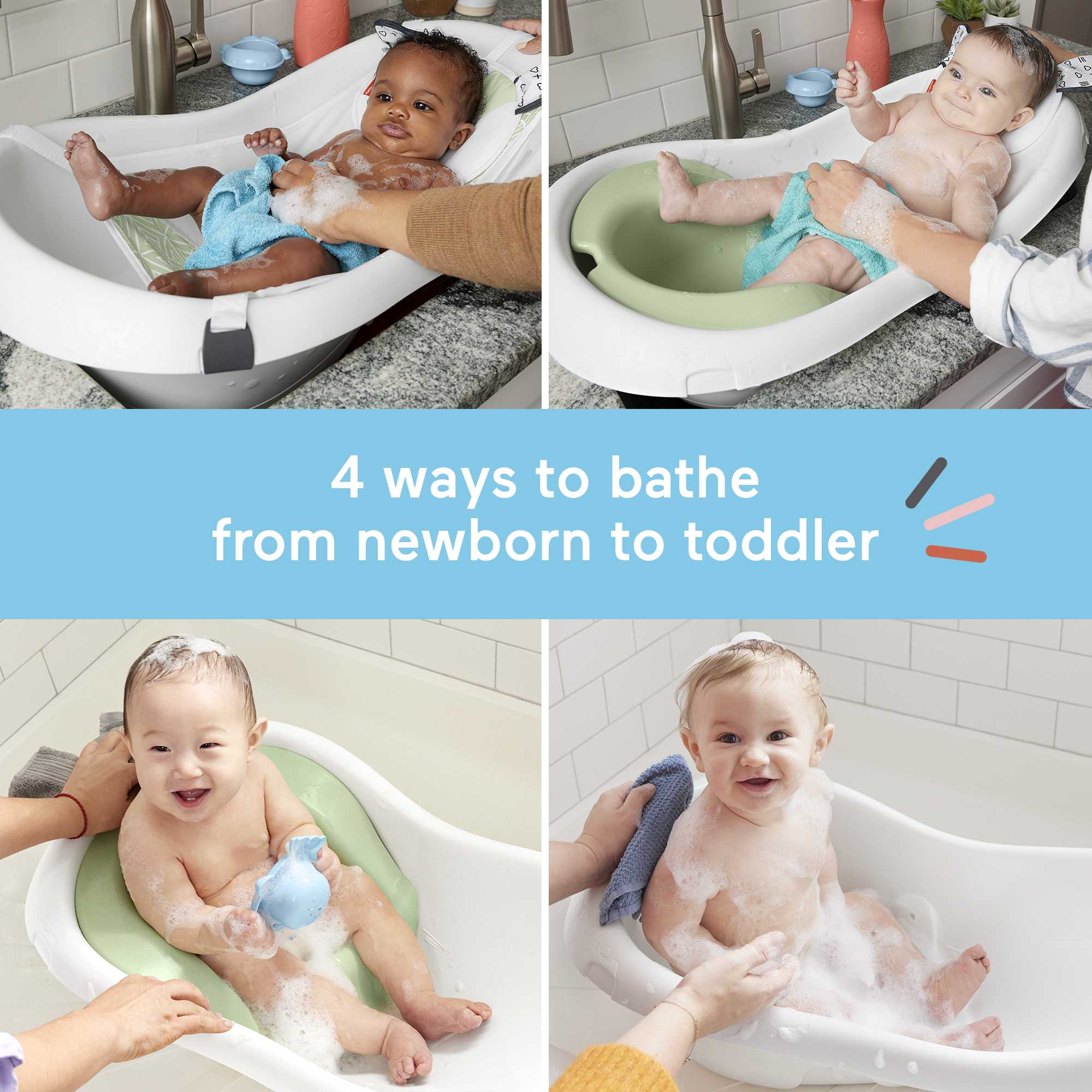 Fisher-Price Baby Bath Tub For Newborn To Toddler, 4-In-1 Sling 'n Seat, Puppy Perfection