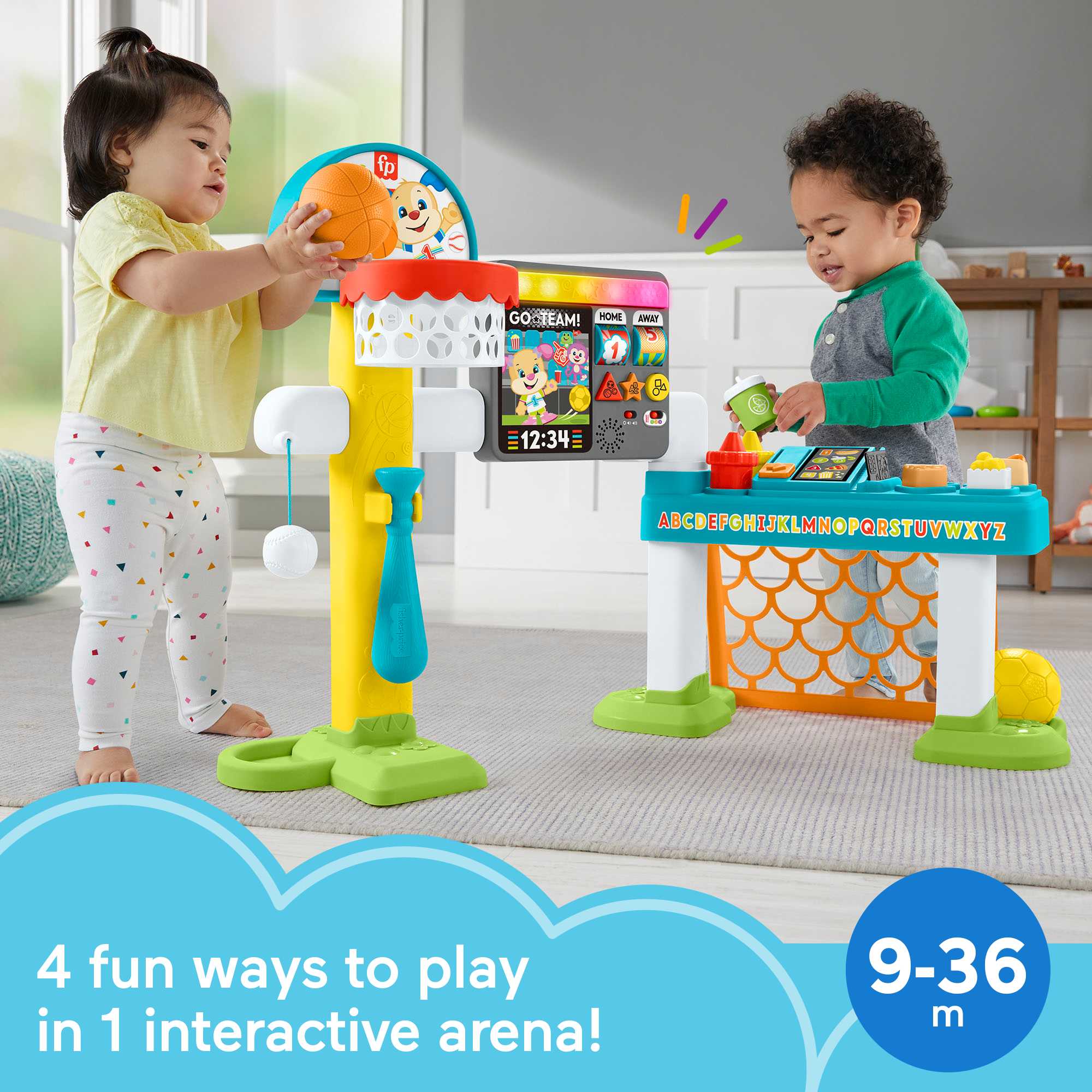 Fisher-Price Laugh & Learn Toddler Sports Activity Center Learning Toy, 4-In-1 Game Experience