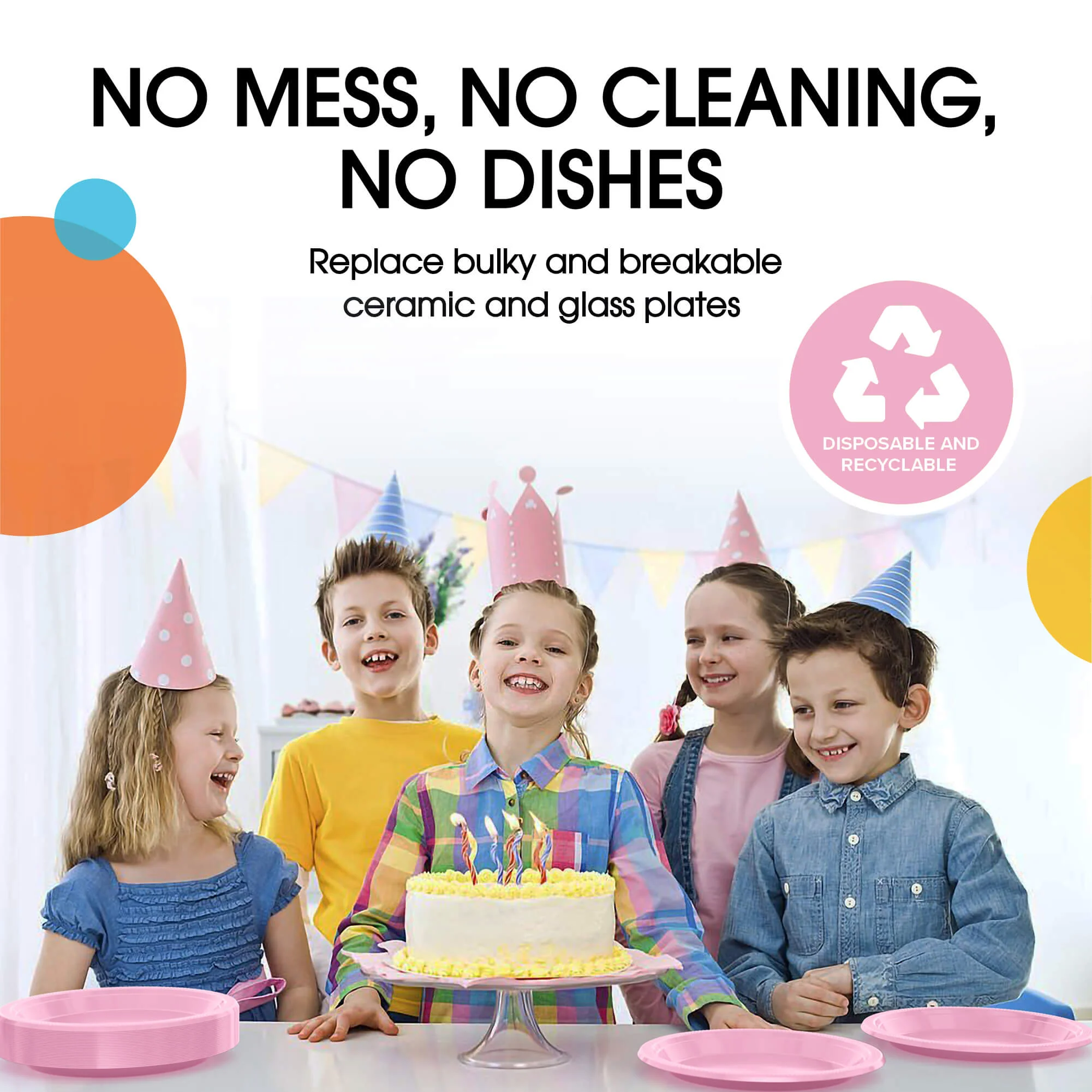 7 In. Pink Plastic Plates | 50 Count