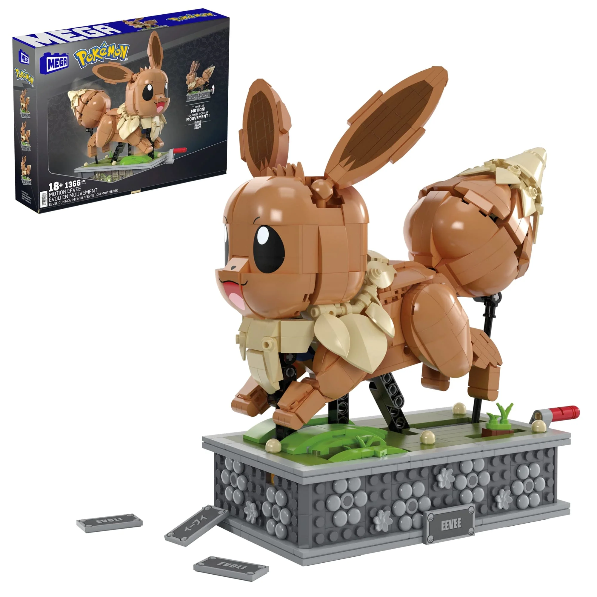 MEGA Pok��mon Motion Eevee Building Toy Kit (1366 Pieces) For Collectors