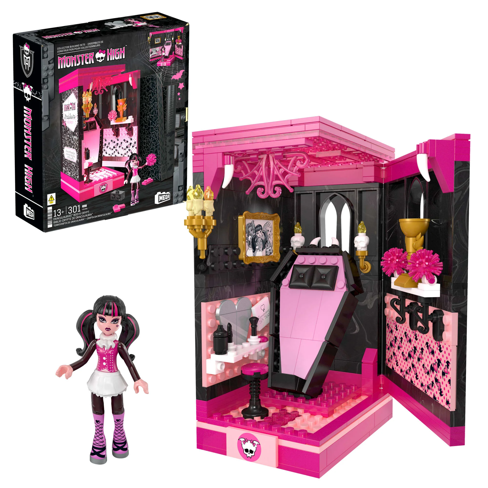 MEGA Monster High Draculaura's Boo-K Crypt Building Toy Kits (301 Pieces) For Collectors