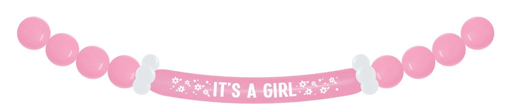 10' Sempertex It's A Girl Balloon Banner Latex 17ct