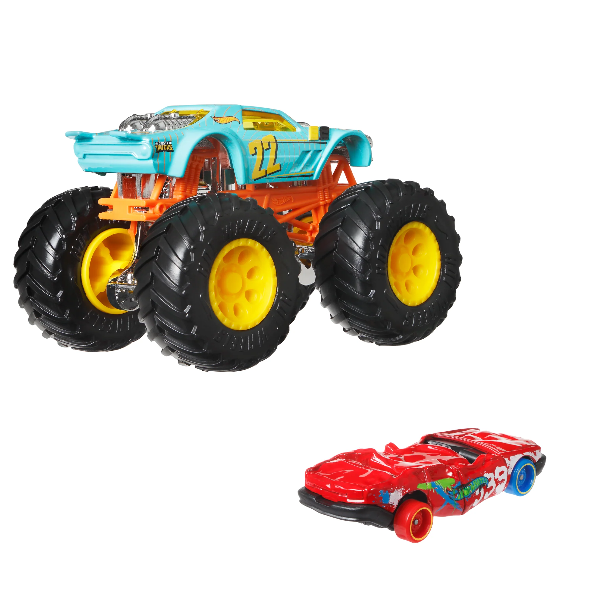 Hot Wheels Monster Trucks Veh��culo de Juguete Cami��n Night Shifter + Sudden Stop (Aplastado)