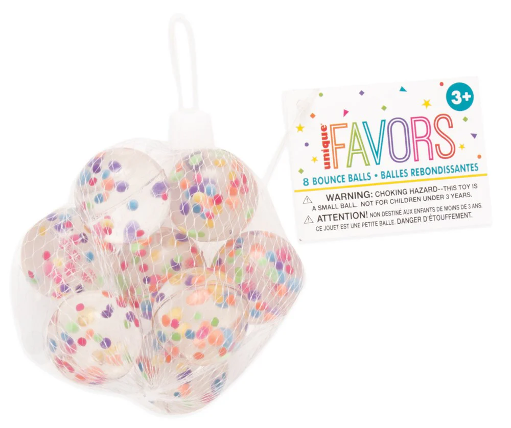 Confetti Filled Bouncy Balls Net Bag 8ct