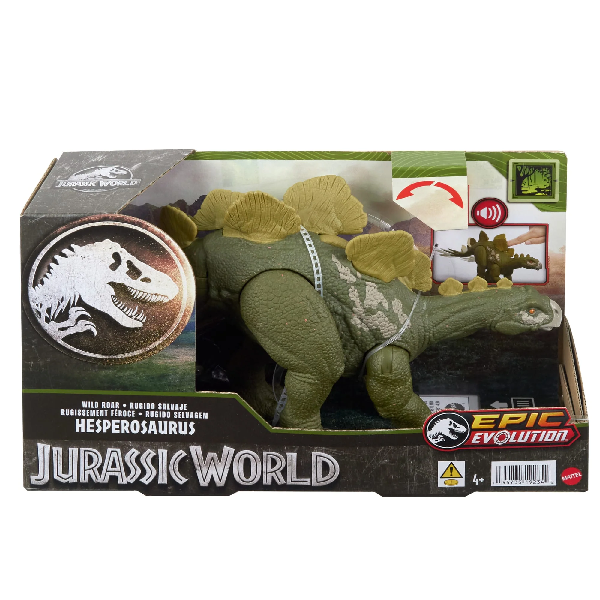 Jurassic World Wild Roar Dinosaur, Hesperosaurus Action Figure Toy With Sound