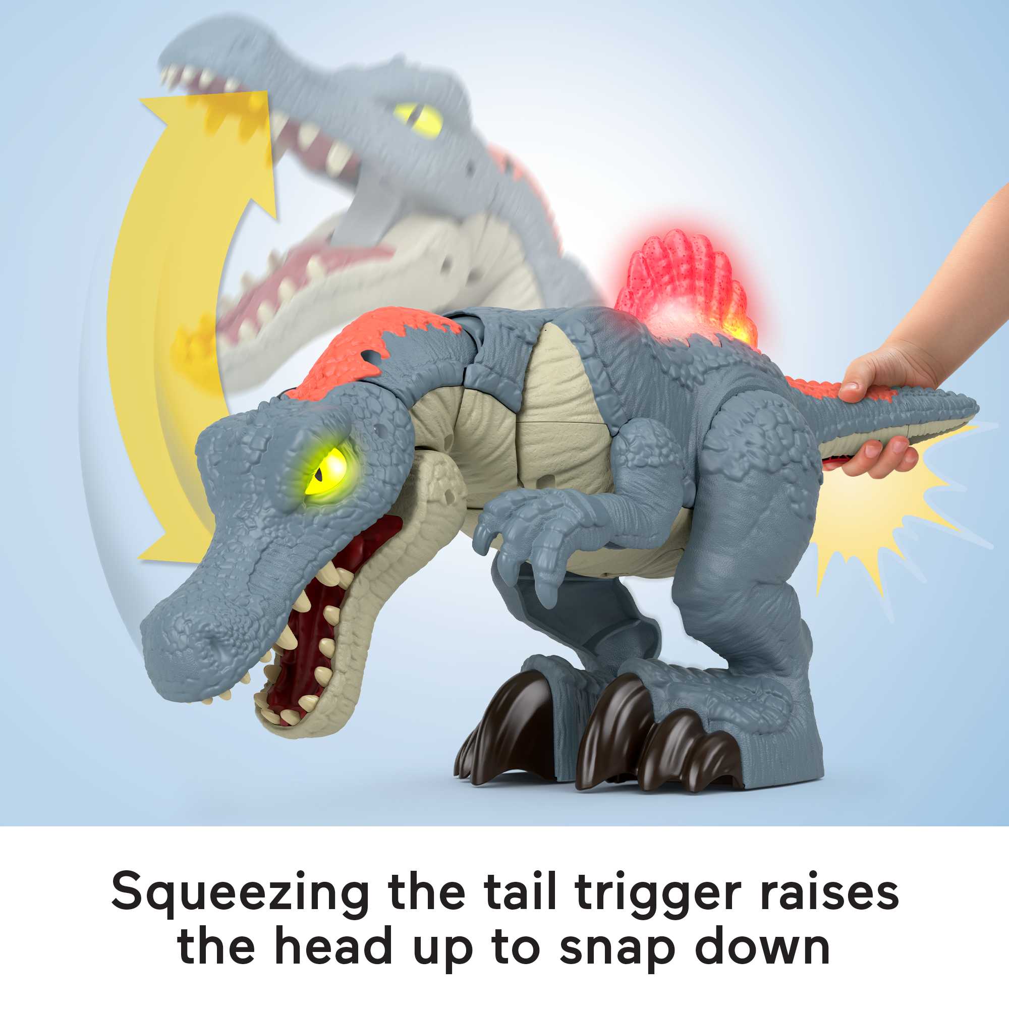Imaginext Jurassic World Ultra Snap Spinosaurus Dinosaur Toy With Lights & Sounds, 2 Pieces