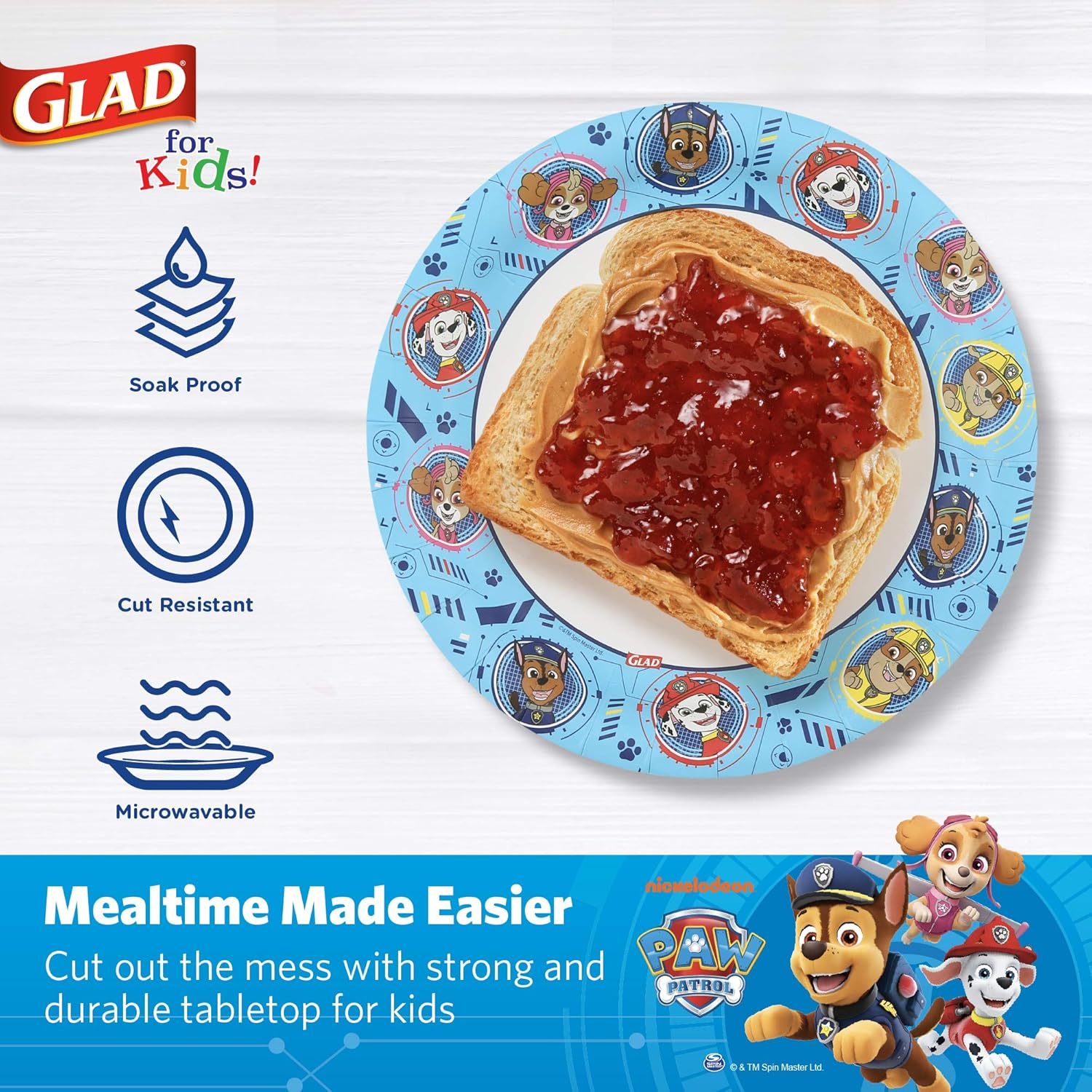 Glad for Kids Paw Patrol Paper Plates - Disposable Heavy Duty Paper Plates - Microwave Safe Kids Paw Patrol Birthday Party Cake Plates - Paw Patrol Plates for All Occasions - 20 Count, 8.5 Inch