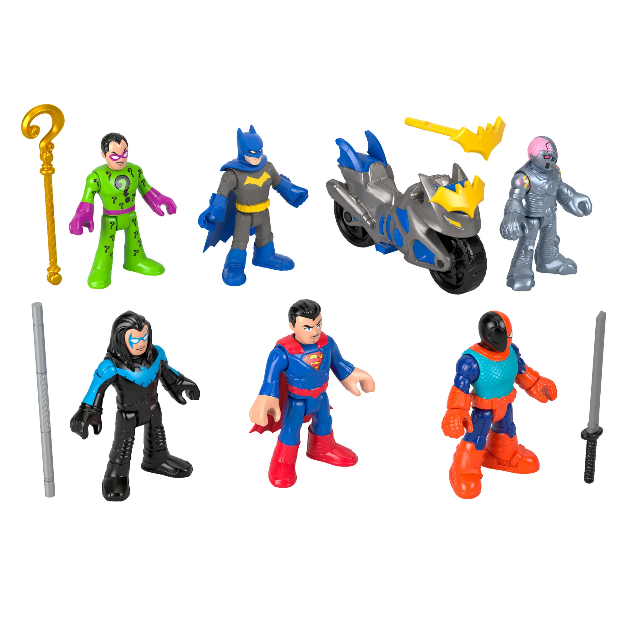 Imaginext DC Super Friends Deluxe Figure Pack Batman Toys For Preschool Kids, 9 Pieces