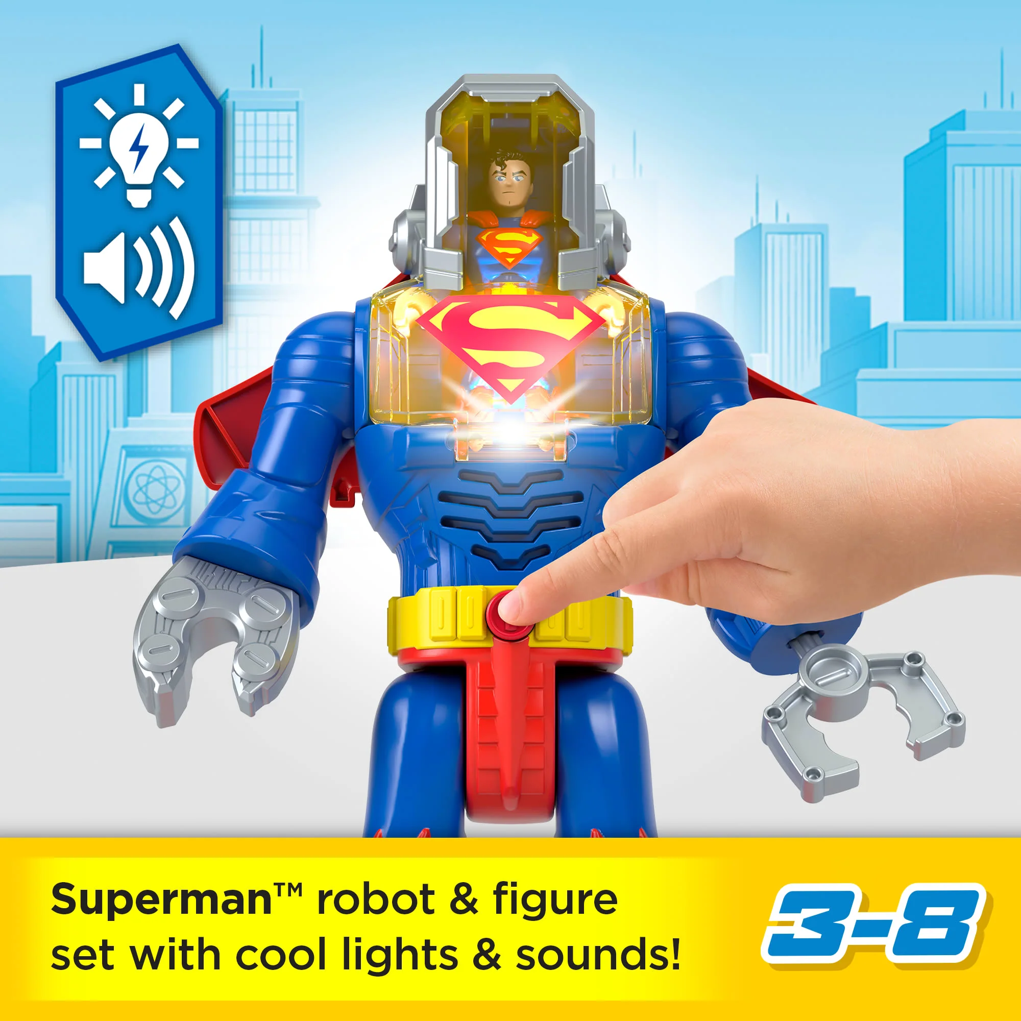 Imaginext DC Super Friends Superman Insider & Exo Suit Robot With Lights & Sounds, 6 Pieces