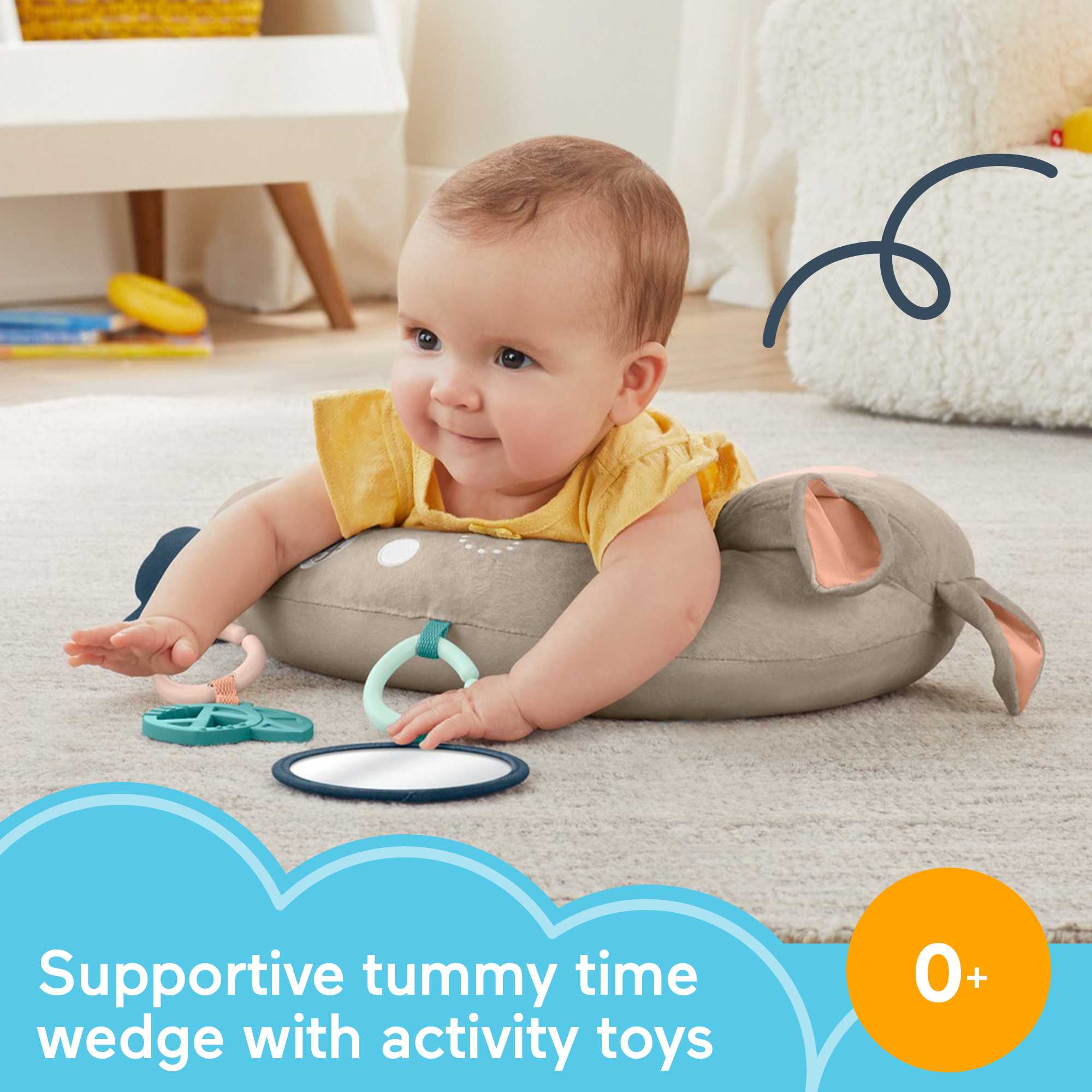 Fisher-Price Tummy Time Fawn Wedge Newborn Toy Set
