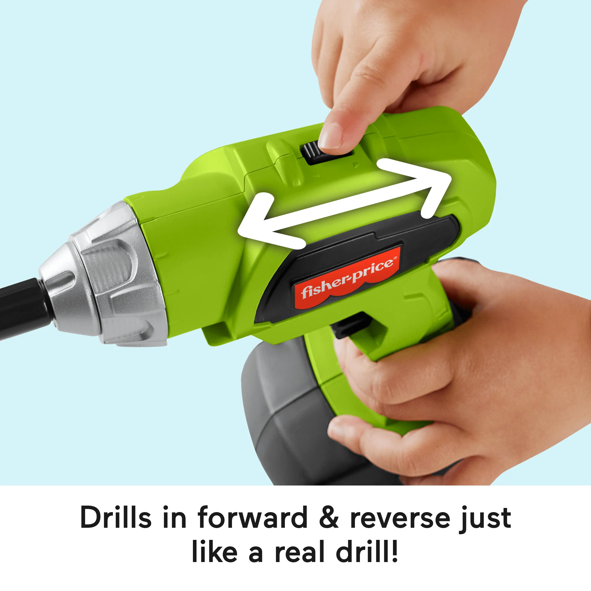 Fisher-Price Drillin�� Action Tool Set Pretend Construction Toys With Sounds, 10-Piece Preschool Toy