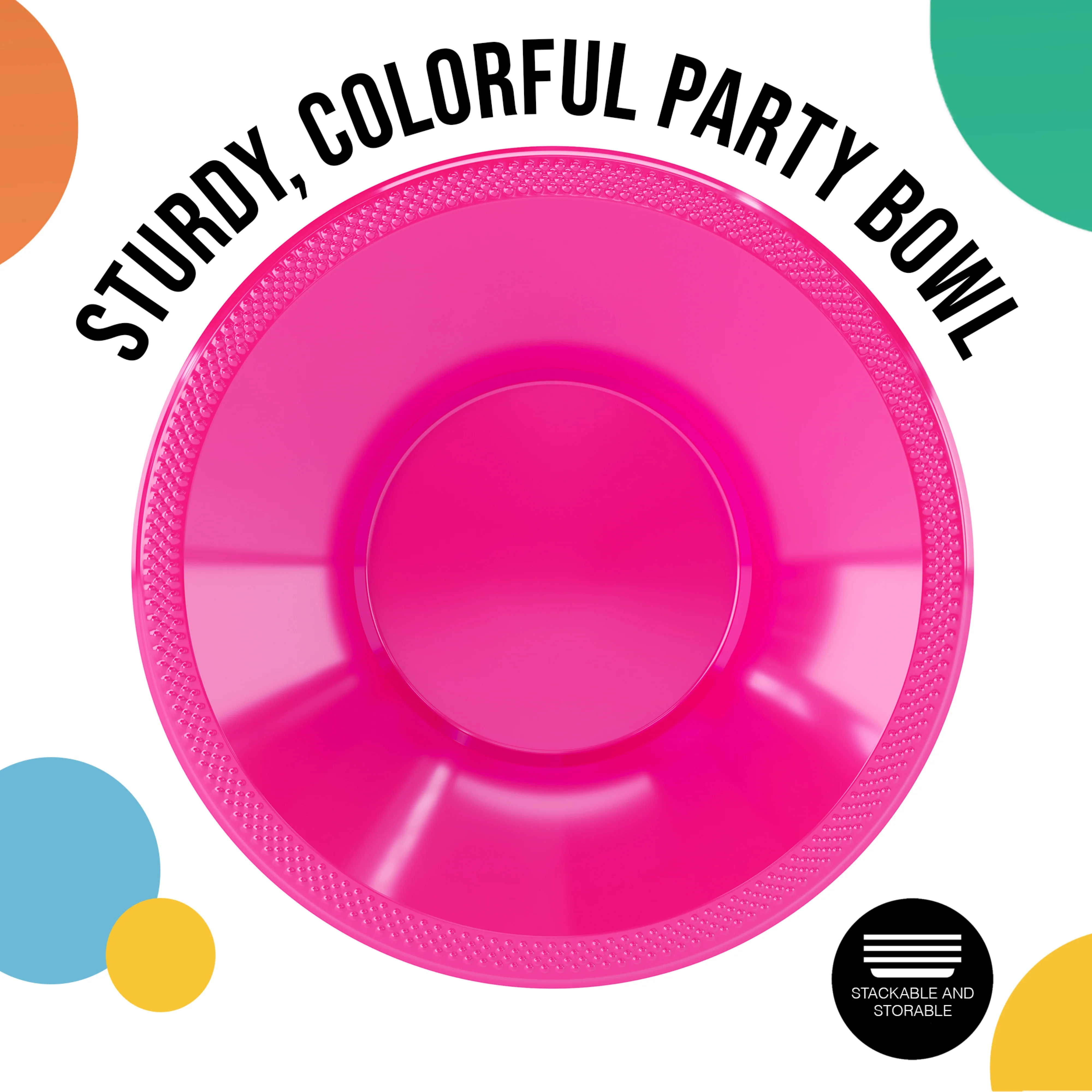 12 Oz. Hot Pink Plastic Bowls | 8 Count